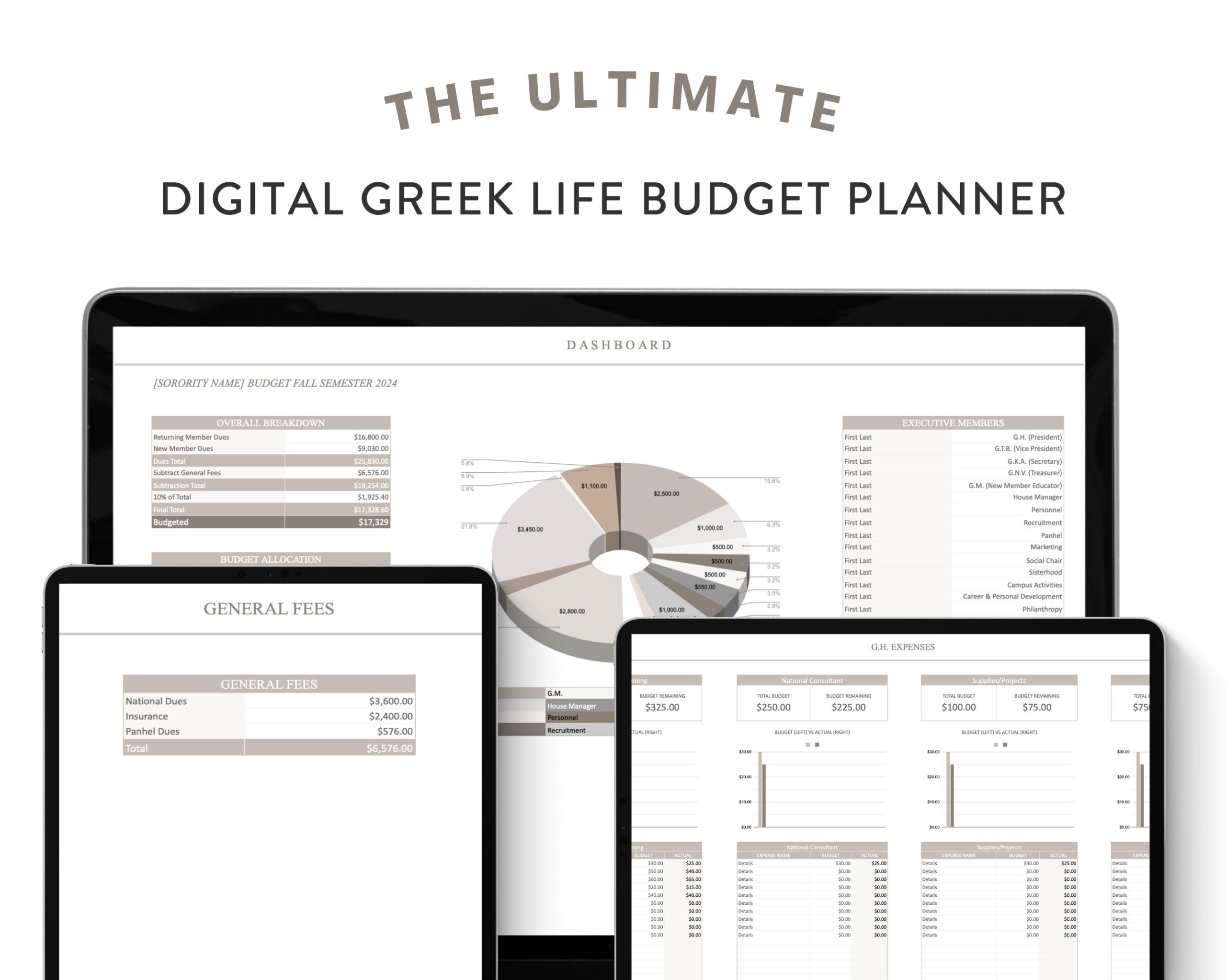 Ultimate Greek Life Budget Planner Digital Template Google Sheets Sorority U0026 Fraternity Finance Tracker Etsy