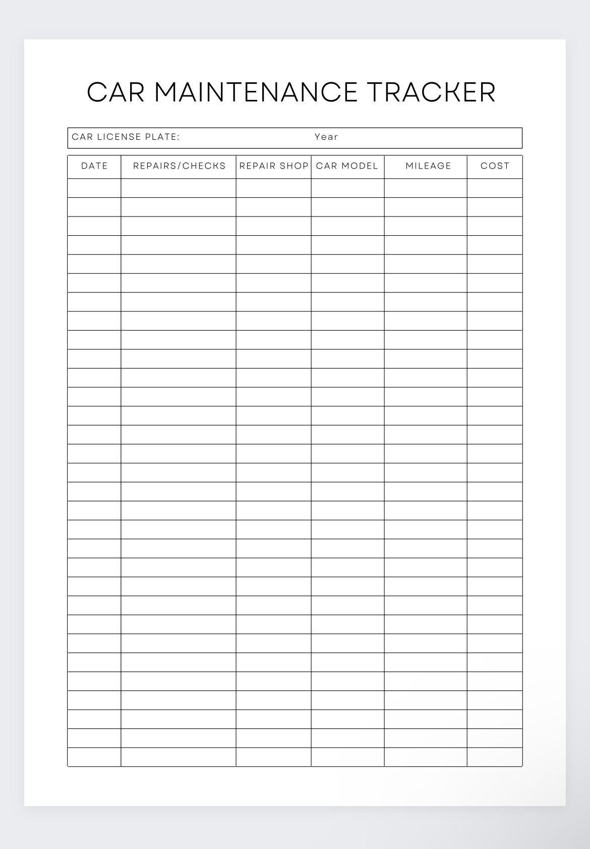 Vehicle Maintenance Tracker car Maintenance Tracker car Repairs expenses Tracker vehicle Maintenance Planner car Repairs Plannee Etsy