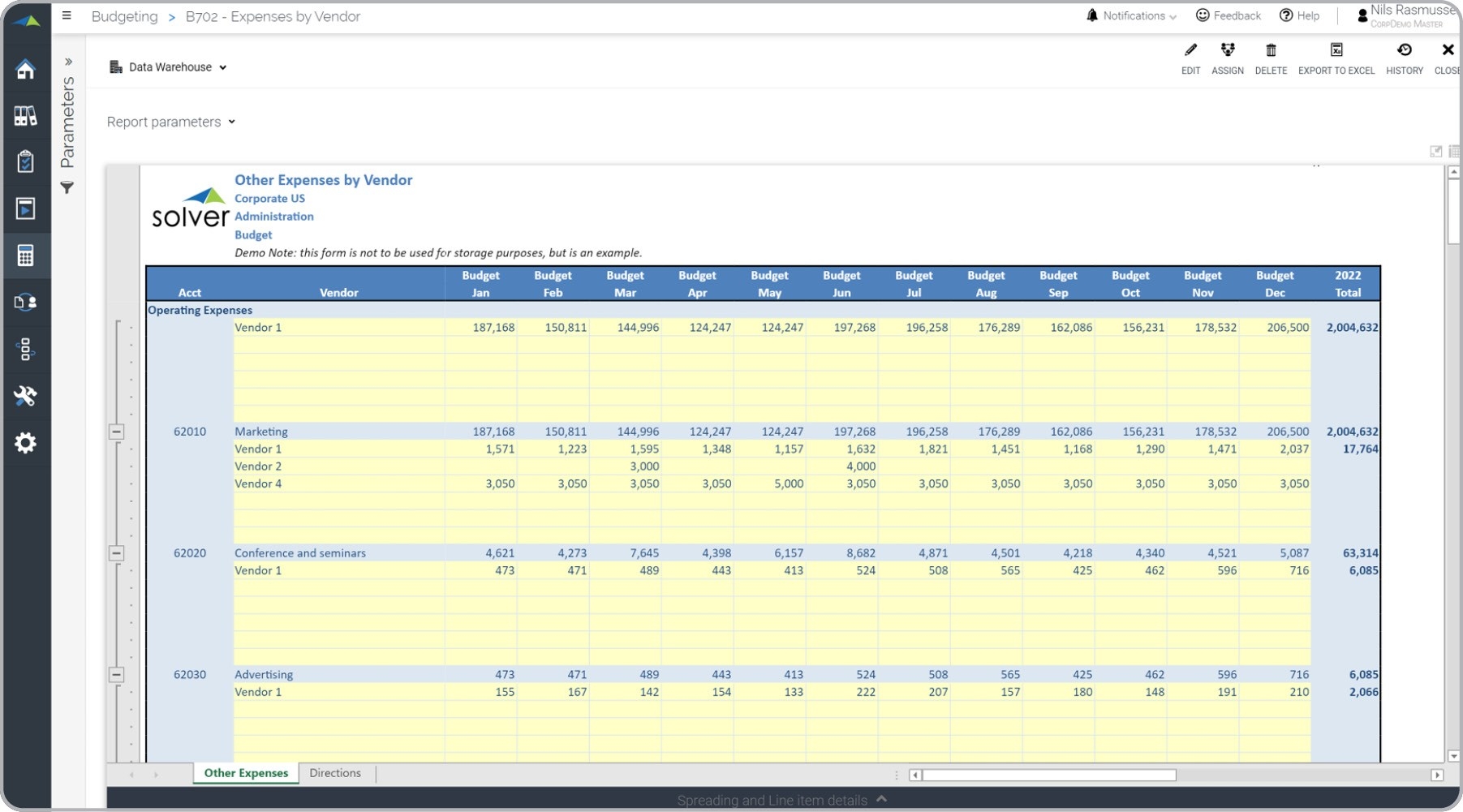 Vendor Budget Template