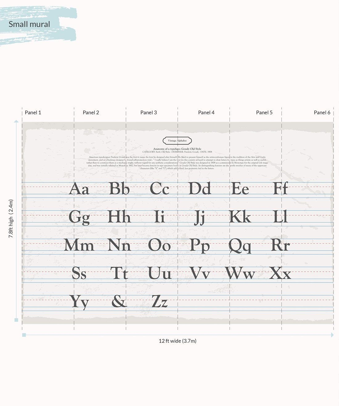 Vintage Alphabet Mural Educational Wall Design Milton U0026 King