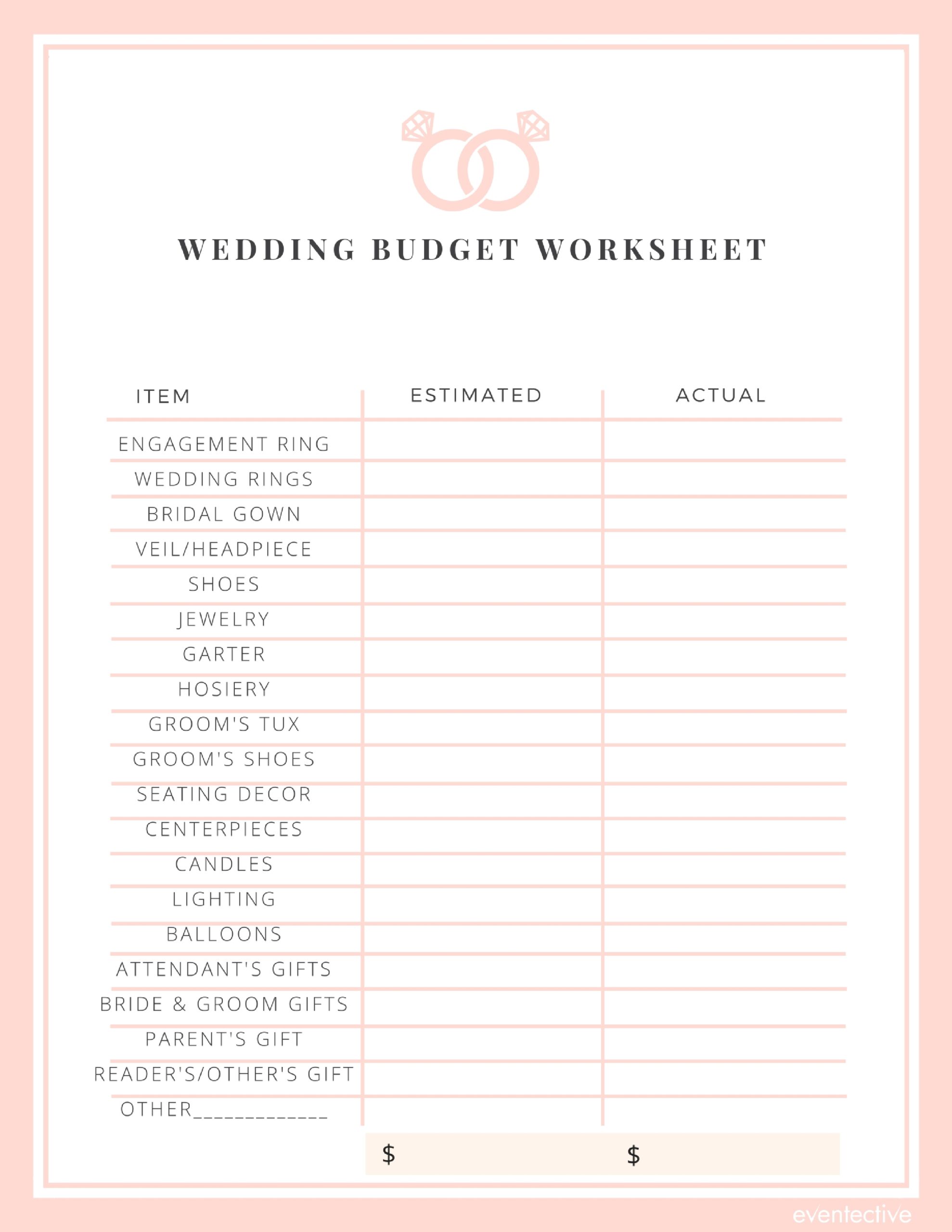 Budget Template For Wedding
