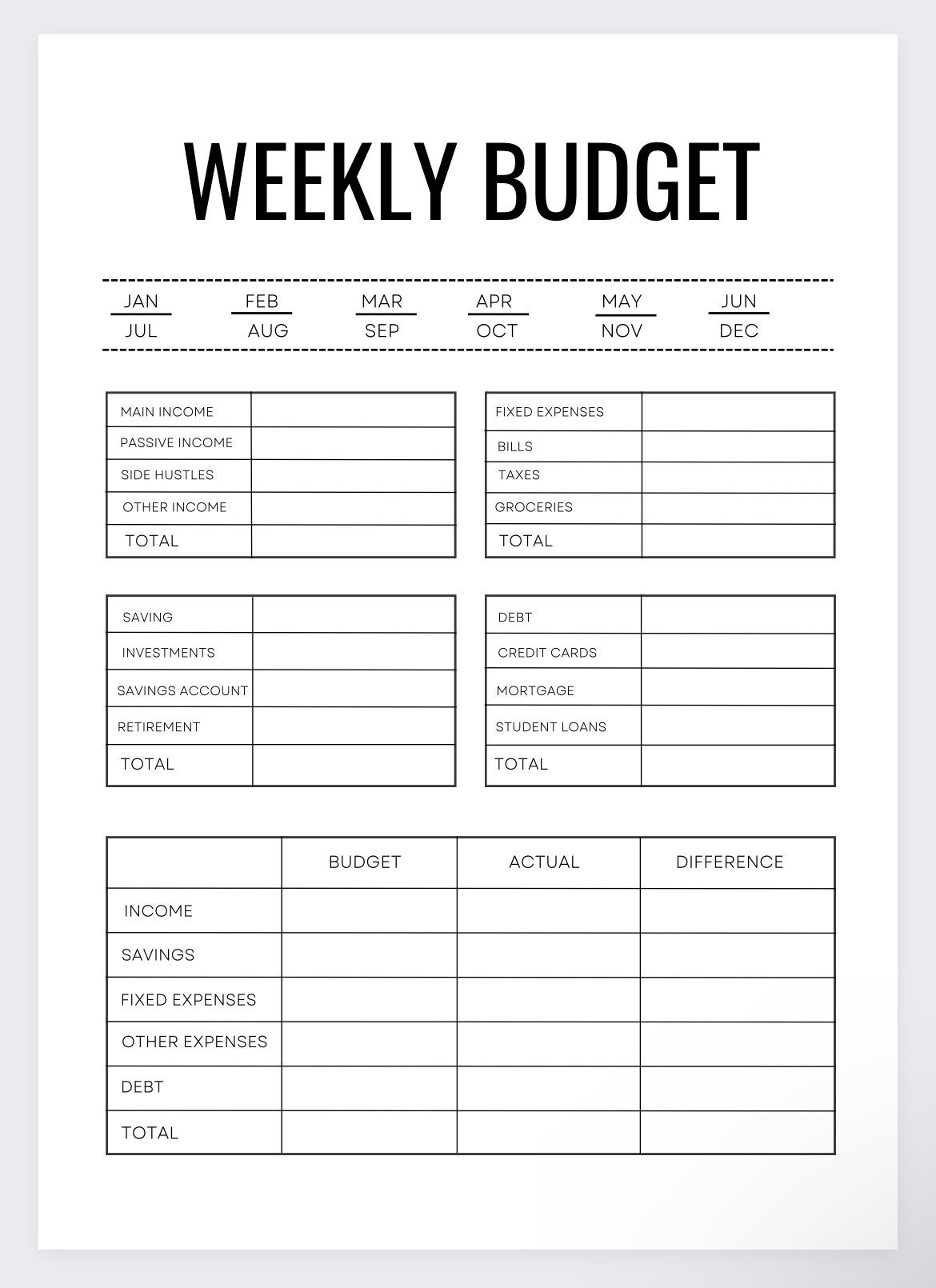 Weekly Budget biweekly Budget budget Template budget By Paycheck 
