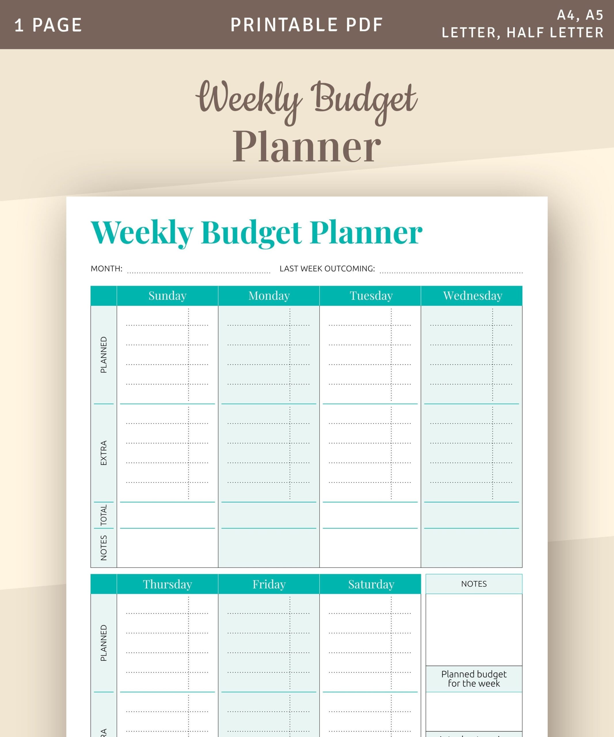 Weekly Budget Planner Template Family Budget Printable Budget Weekly Expenses Budget Worksheet Money Tracker Printable PDF Etsy