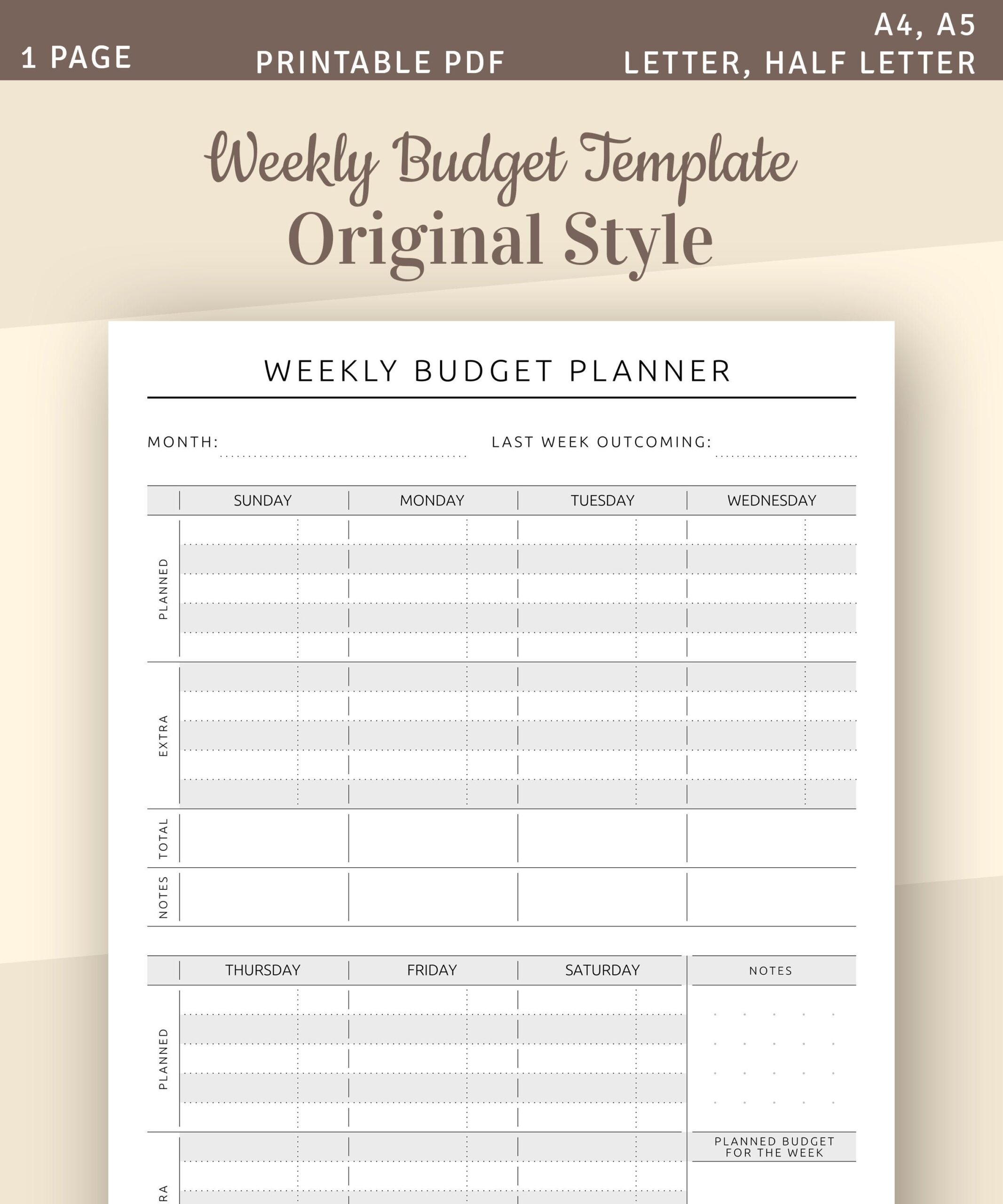 Weekly Budget Planner Template Printable Family Budget Weekly 