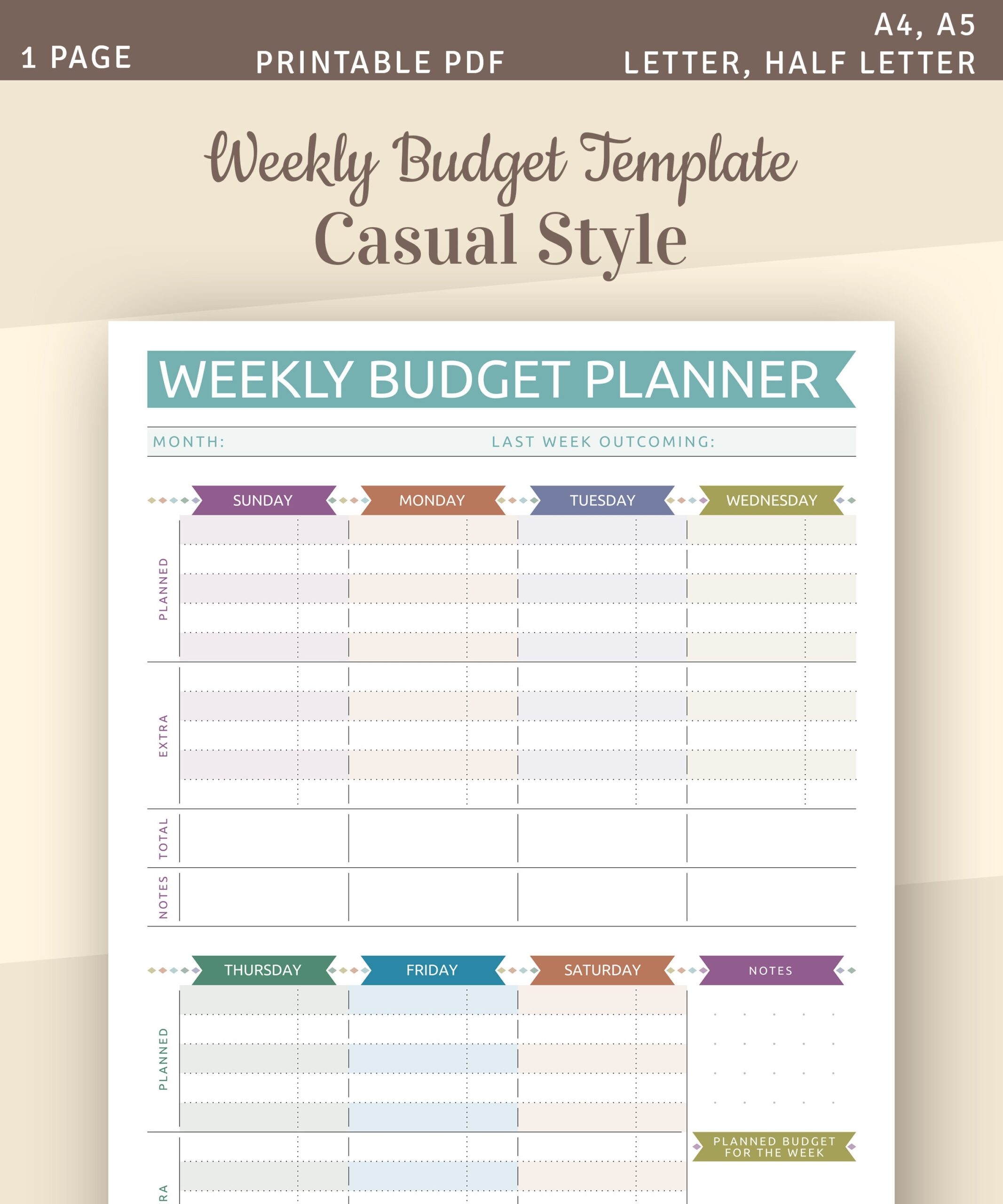 Weekly Budget Planner Template Printable Family Budget Weekly 