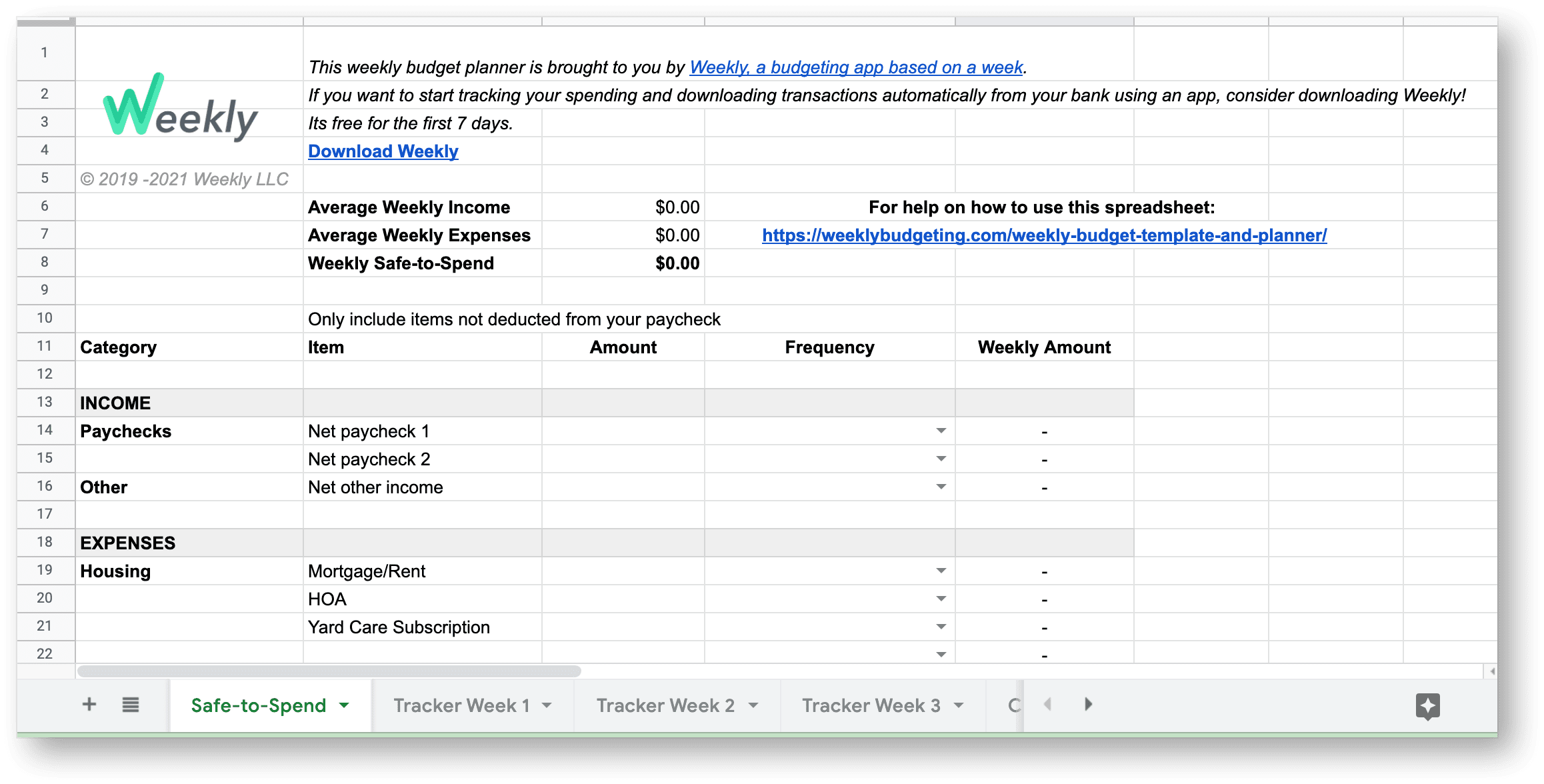 Weekly Budget Template Free Download Weekly A Budget Planner And Spending Tracker