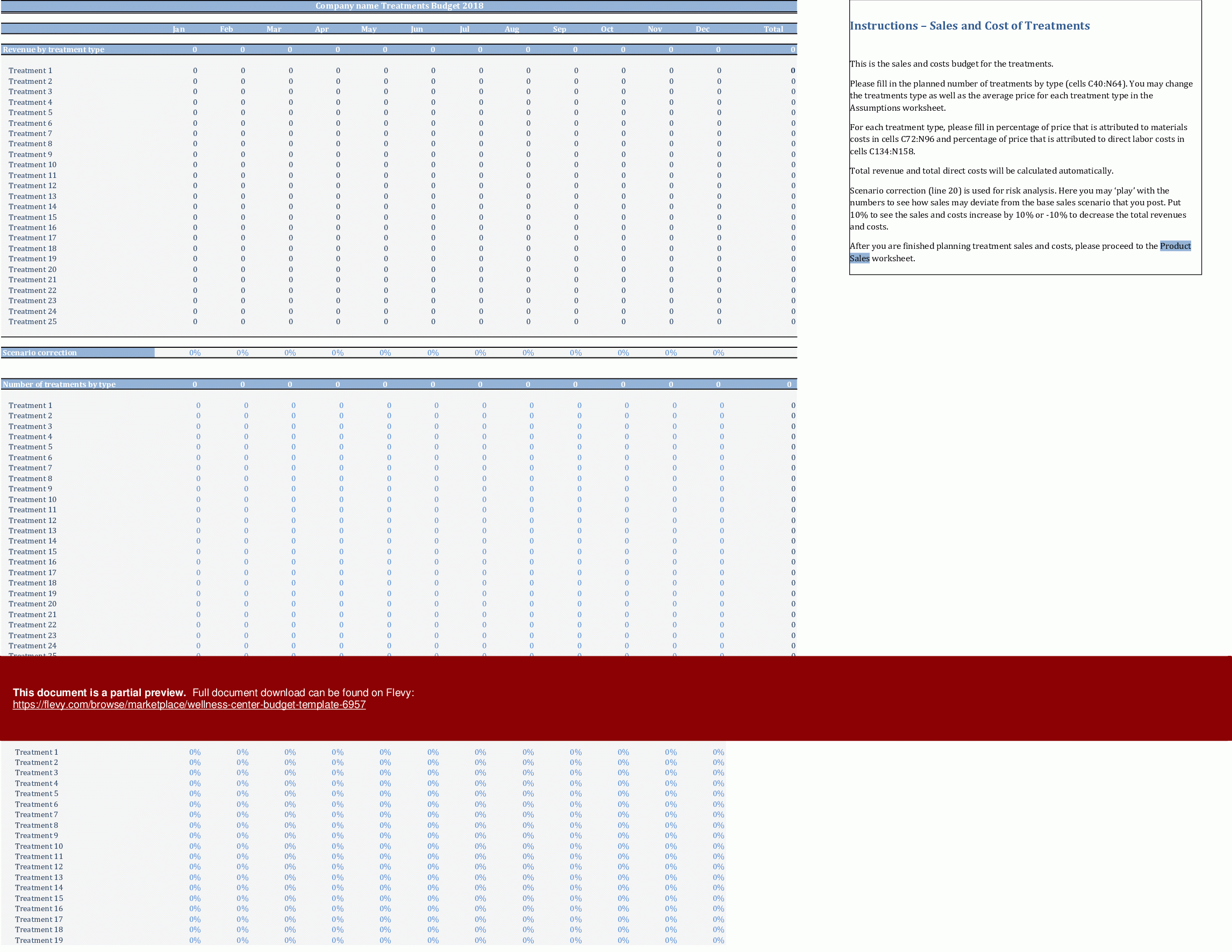 Wellness U0026 Spa Center Financial Planning Model Excel