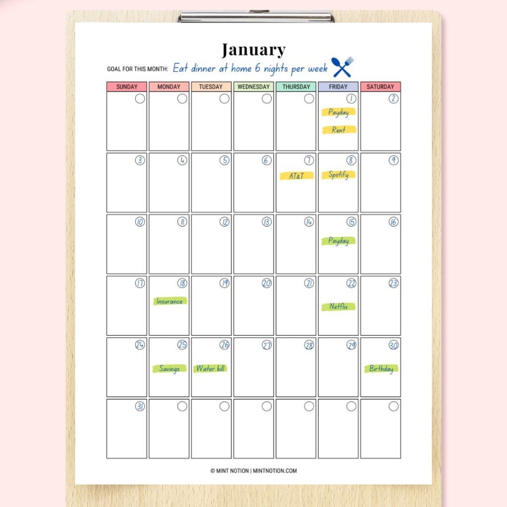Calendar Budget Template Calendar Budget Template