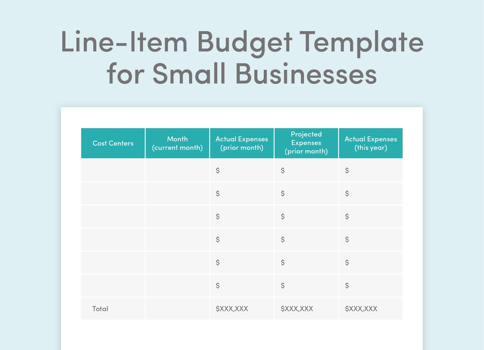 Line Item Budget Template