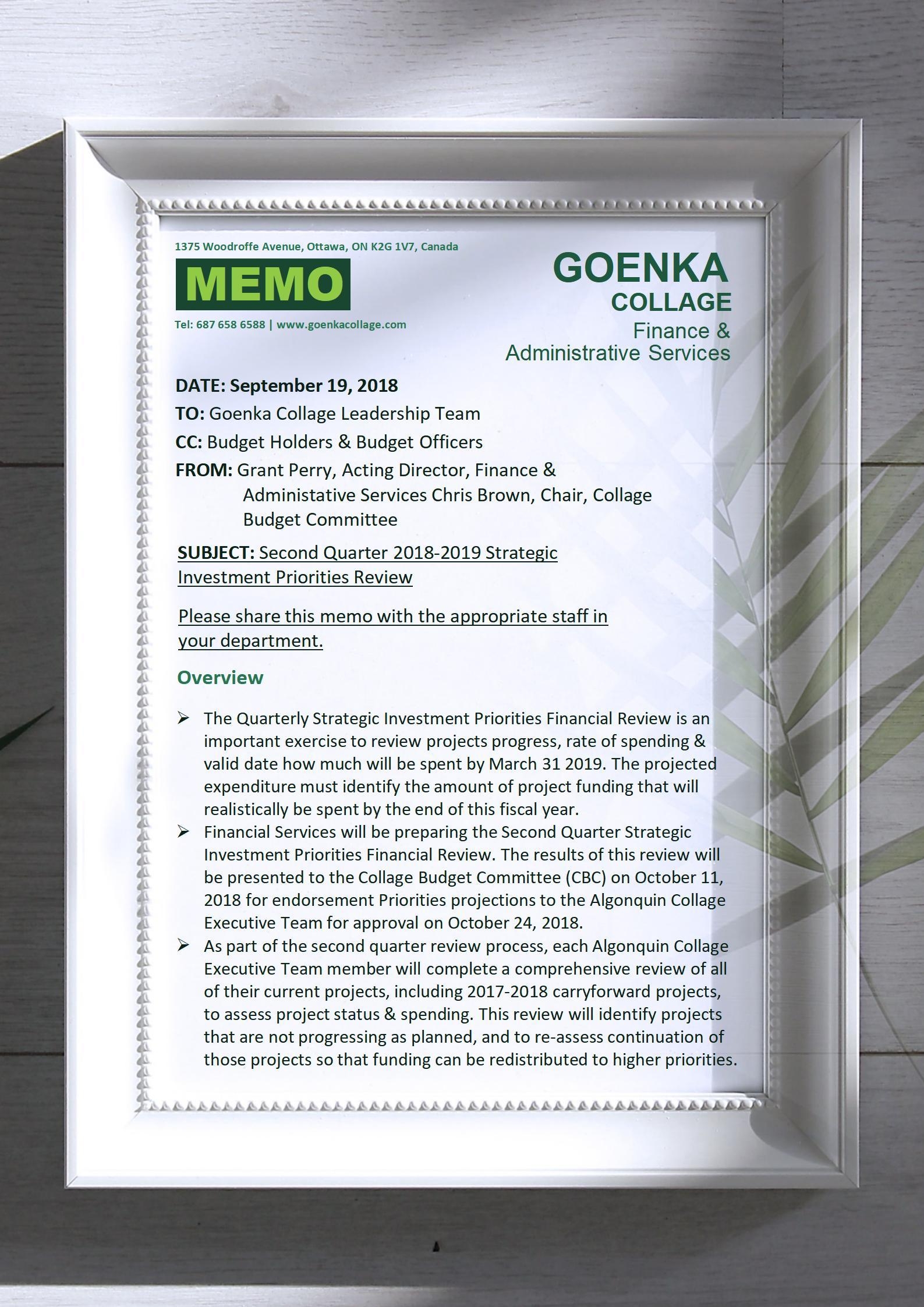 Budget Memo Template