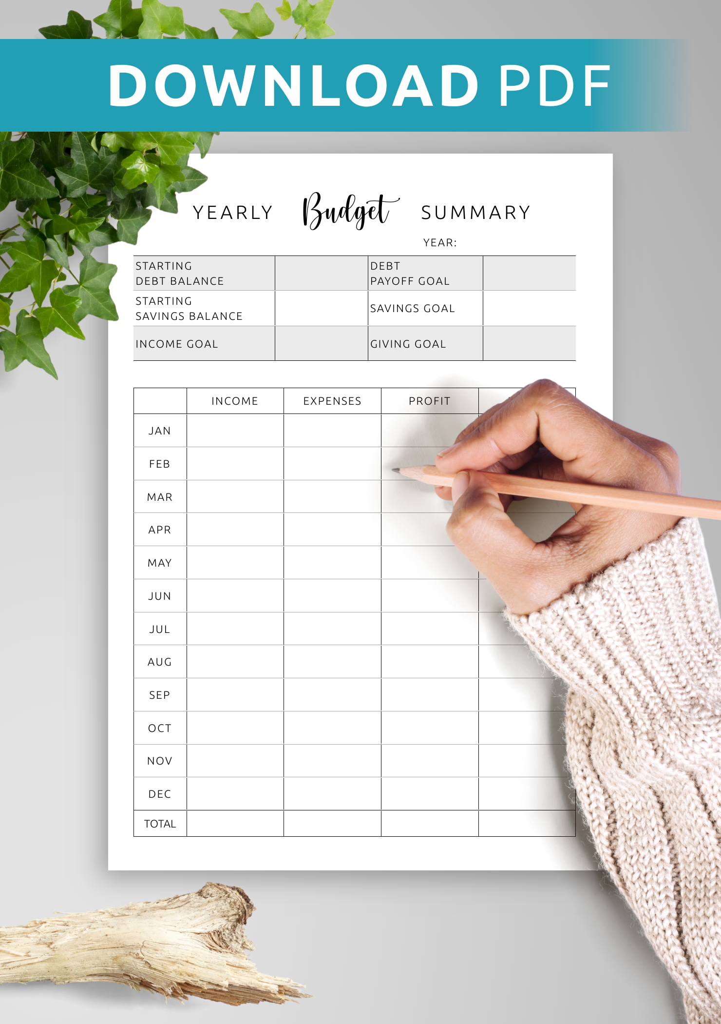 Yearly Budget Summary Template Track Finances With Clarity