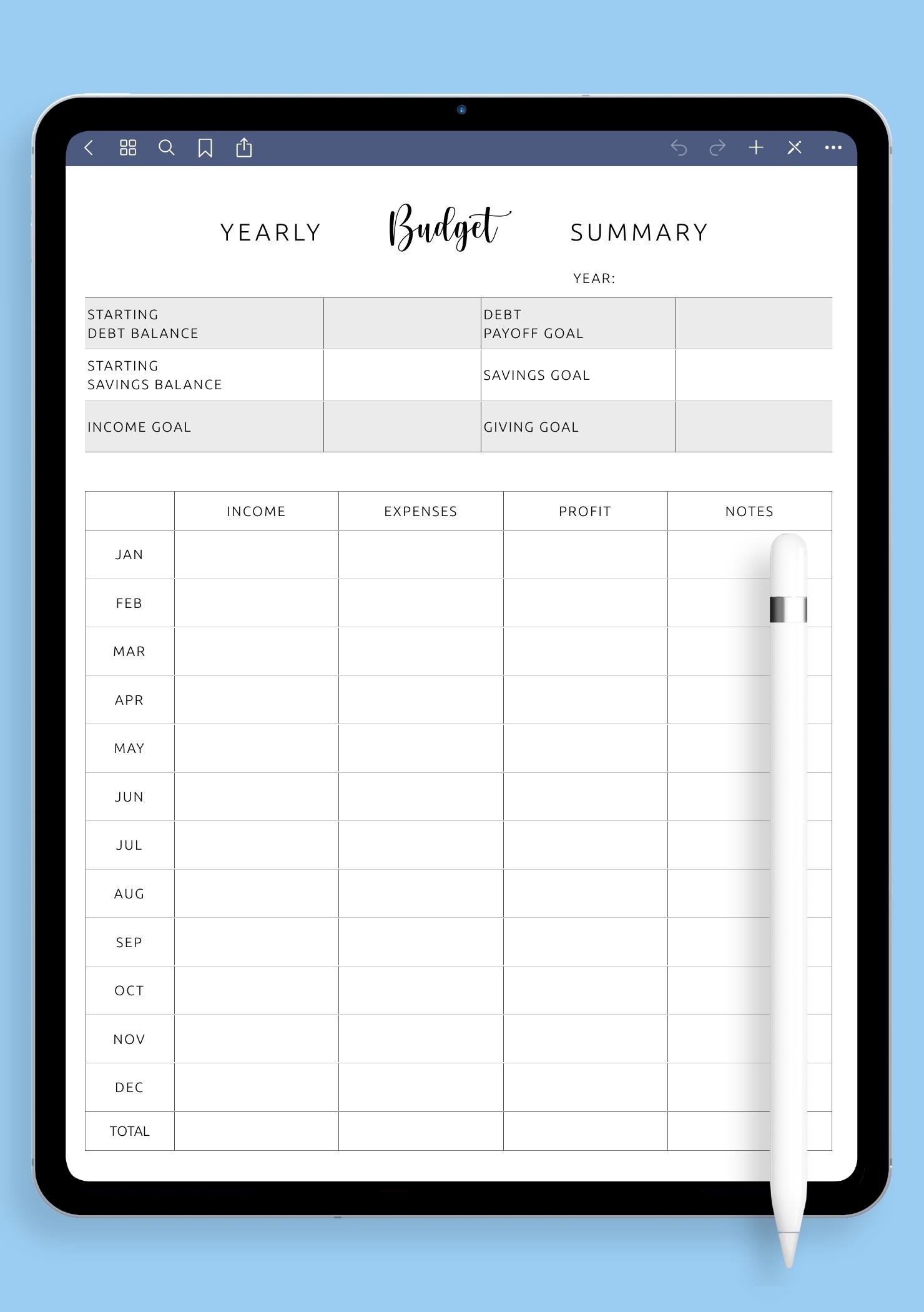 Yearly Budget Summary Template Track Finances With Clarity