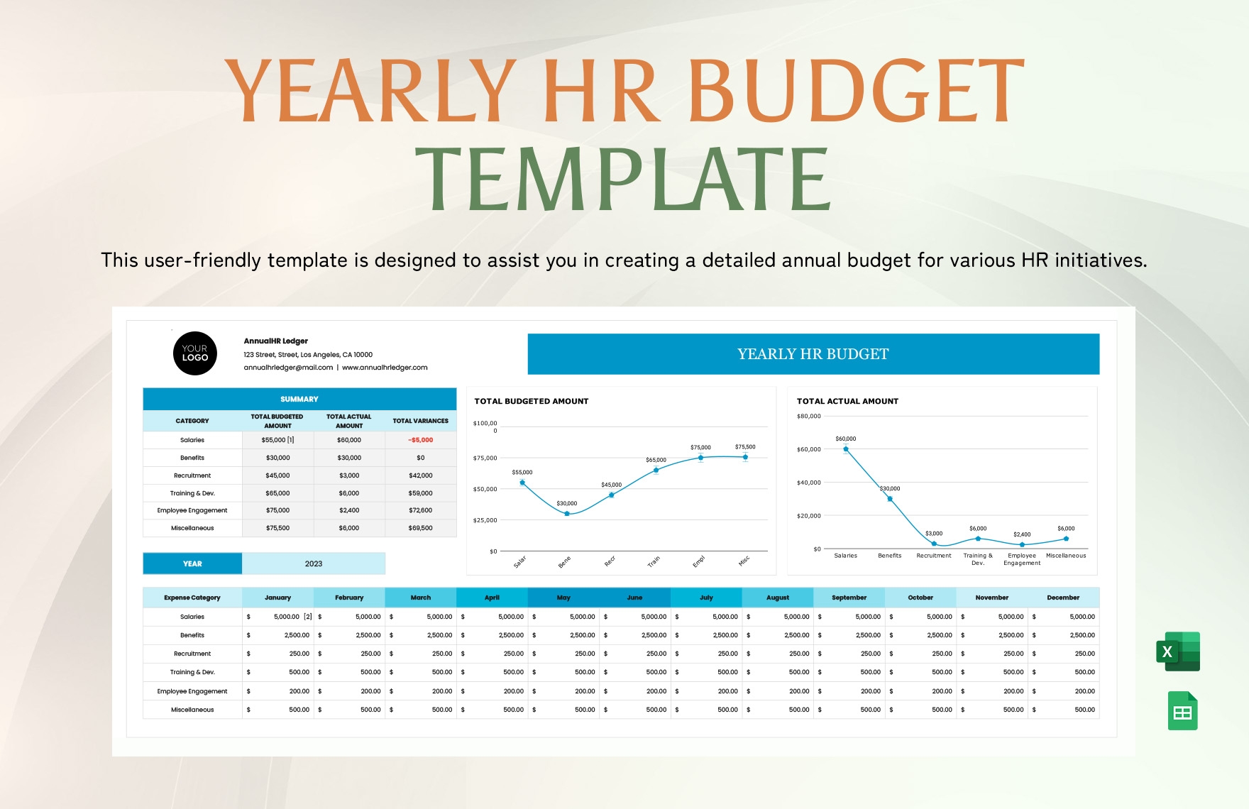 Yearly HR Budget Template In Excel Google Sheets Download Template
