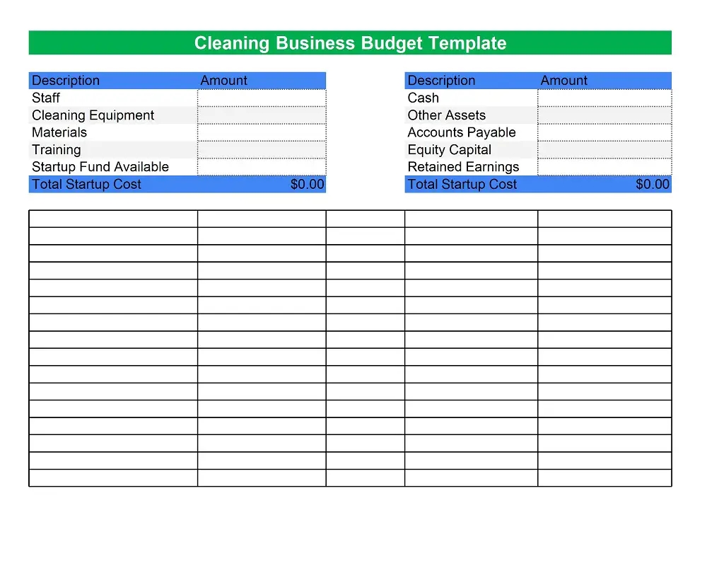 Janitorial Budget Template