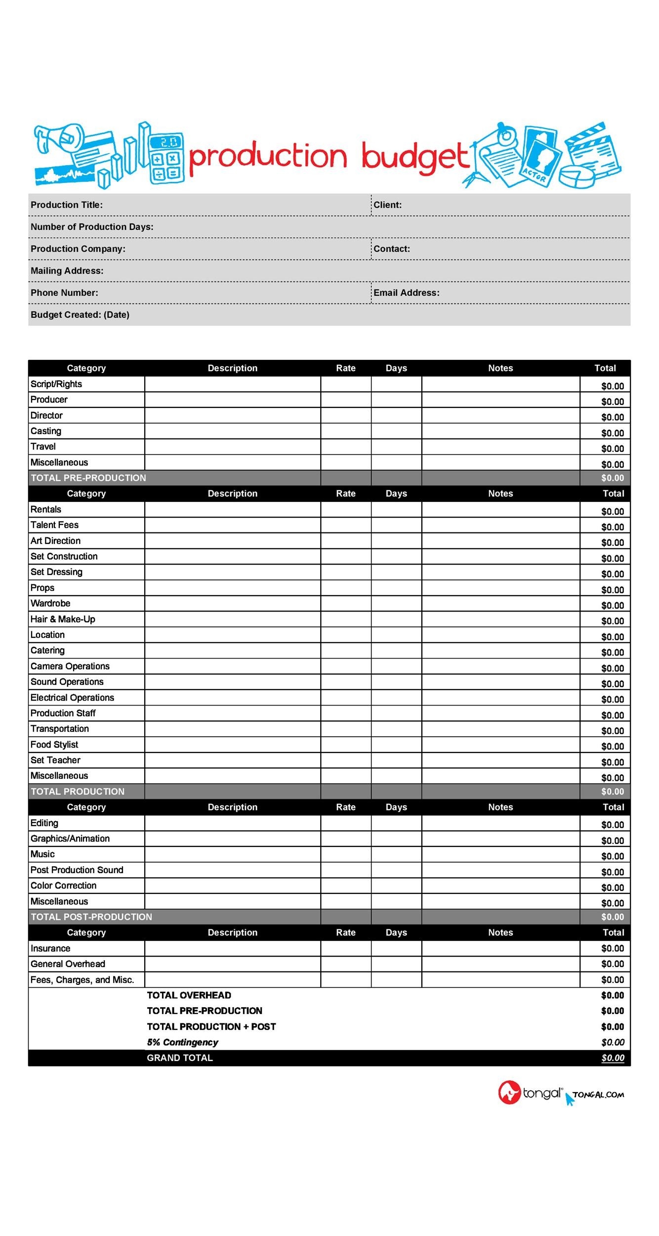 Reality Tv Budget Template