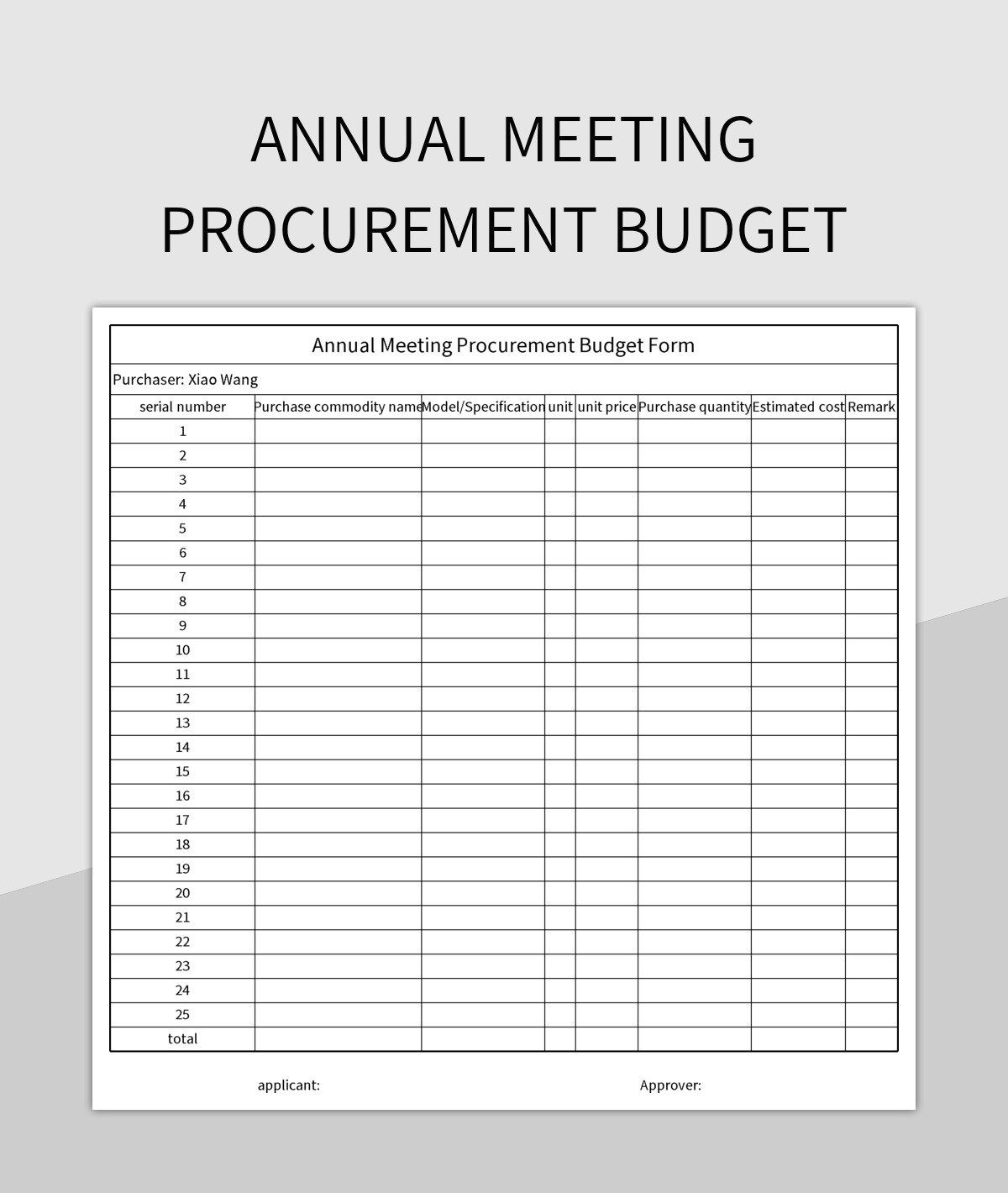 Annual Meeting Procurement Budget Excel Template And Google Sheets File For Free Download Slidesdocs