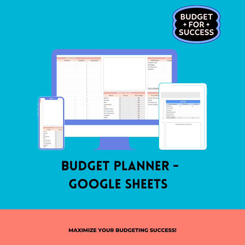 Annual U0026 Monthly Budget Money Tracker U0026 Planner Google Sheets 