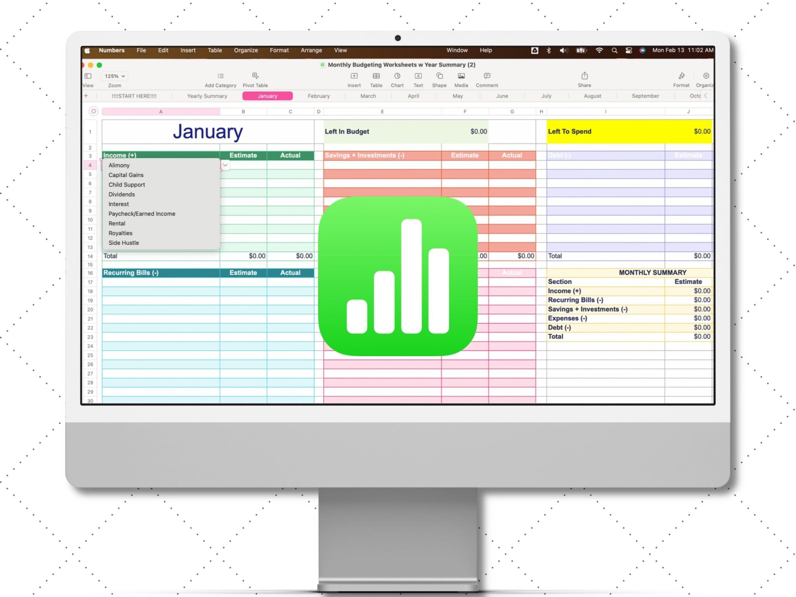 Apple Numbers Budget Template Simple Budget Spreadsheet 
