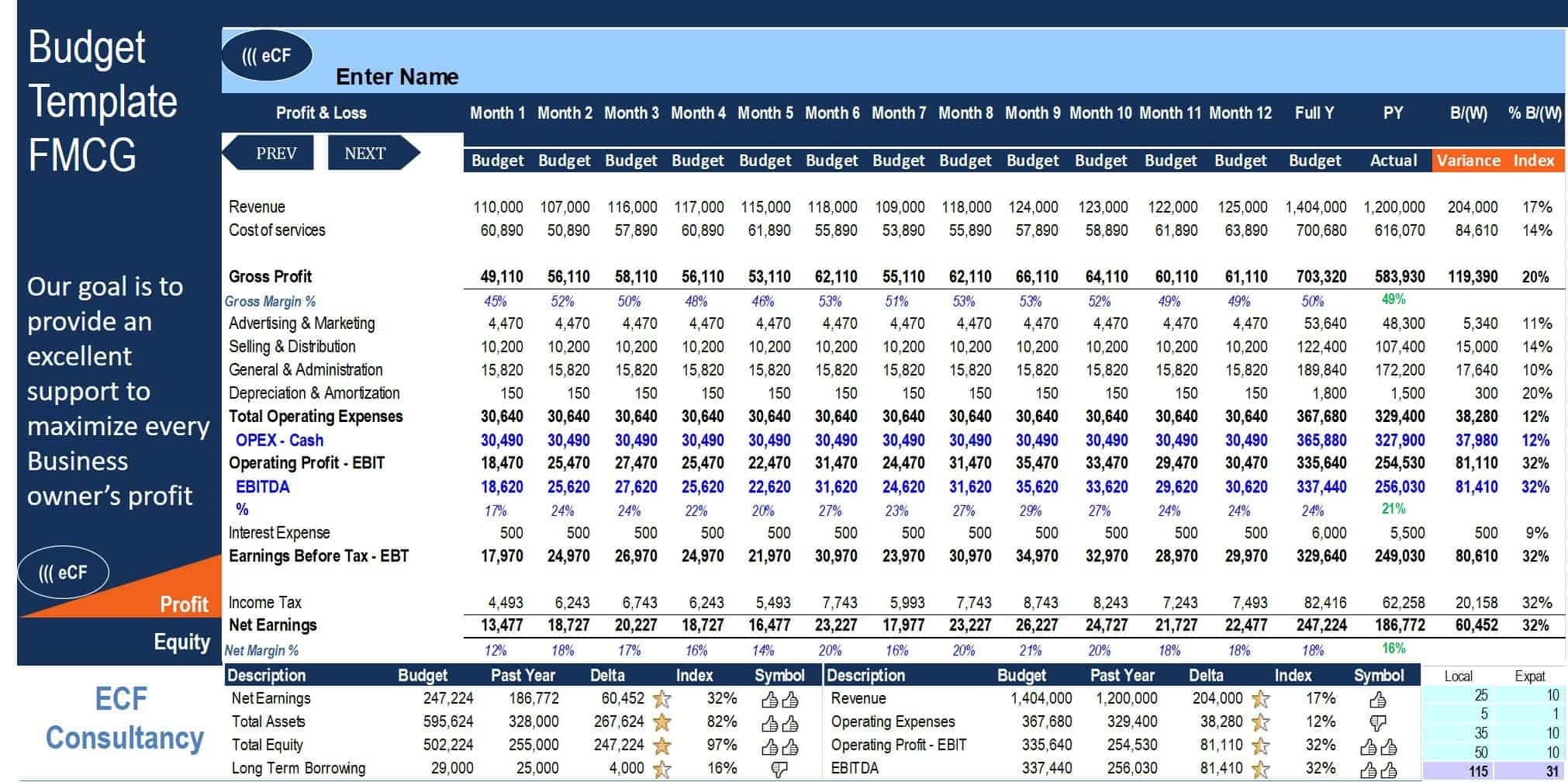 Budget Template For FMCG