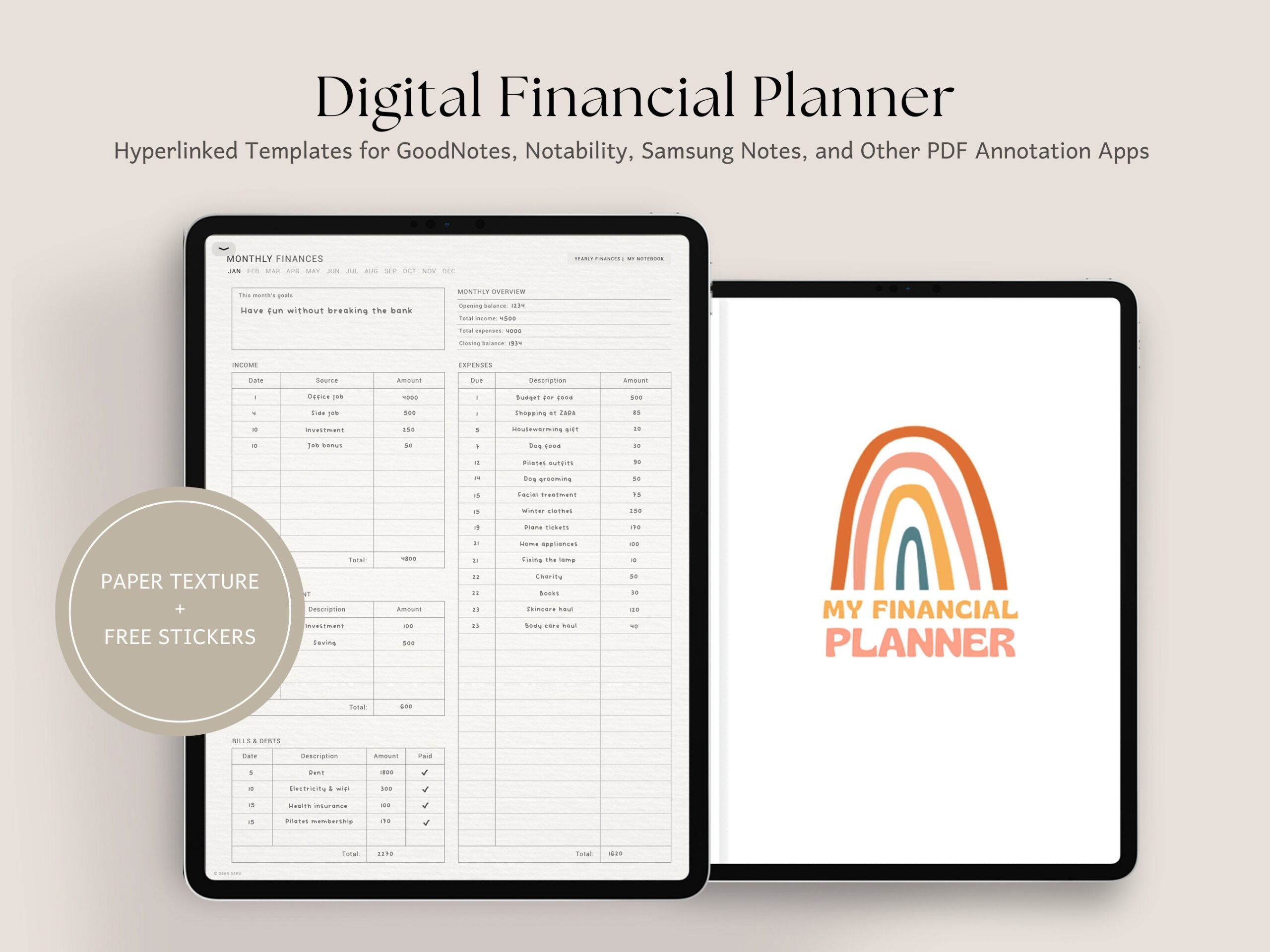 Budget Template Samsung Notes Etsy