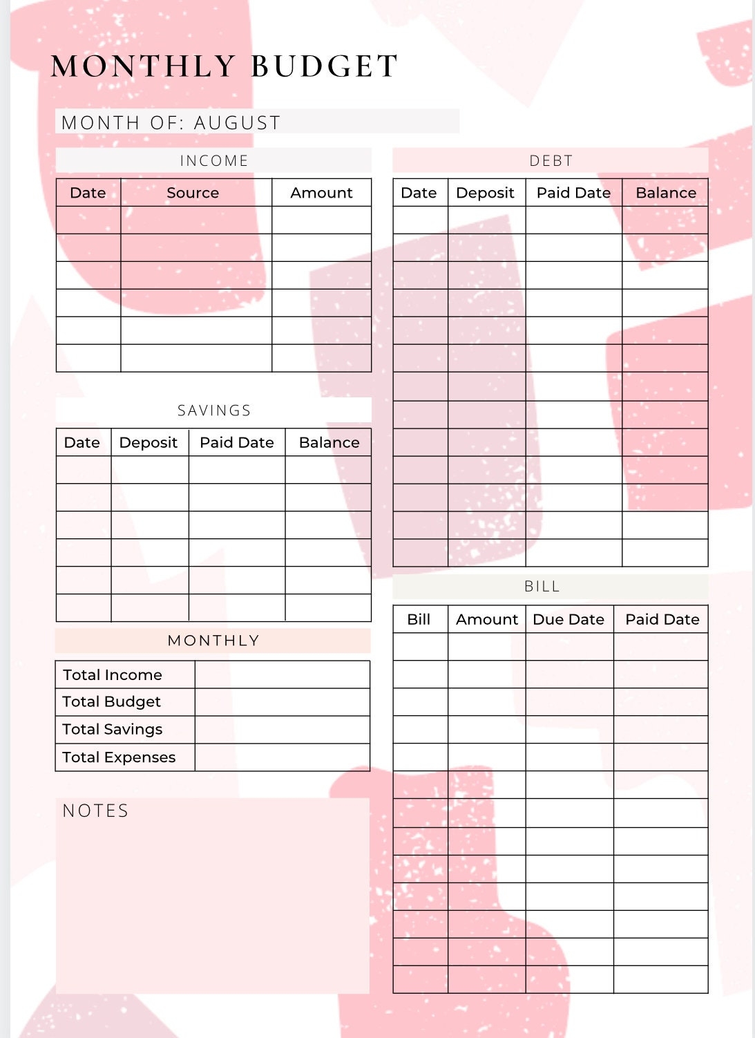 Buy Pink 12 Month Budget Planner Budget Planner budget Tracker biweekly Budget budget By Paycheck paycheck Budget budget Book budget Binder Online In India Etsy