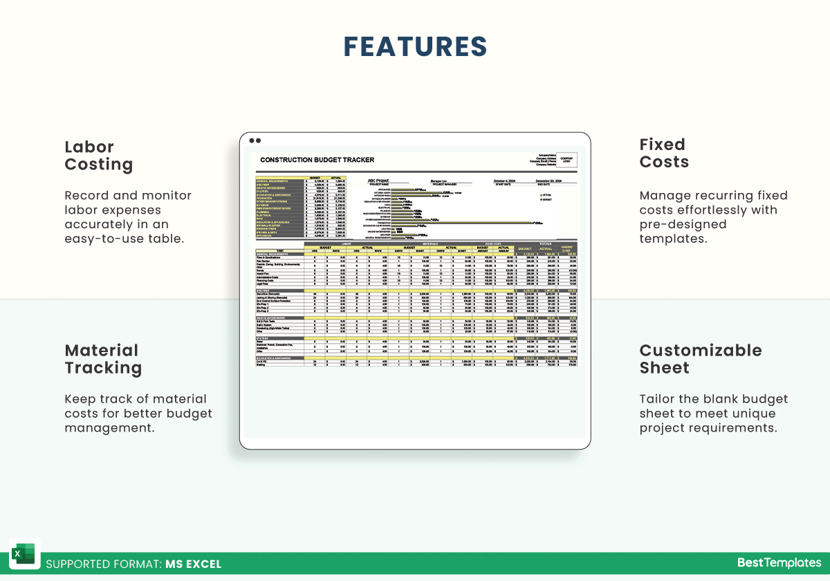 Construction Budget Tracker Excel Template Best Templates