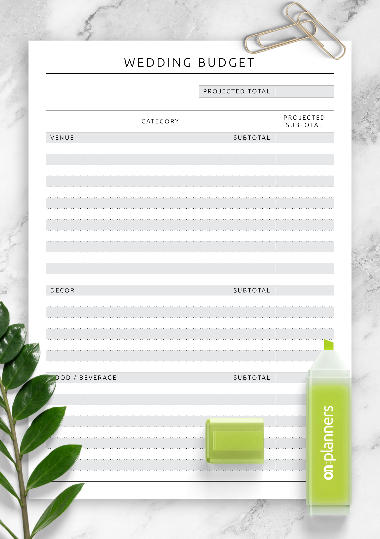 Wedding Budget Template Download