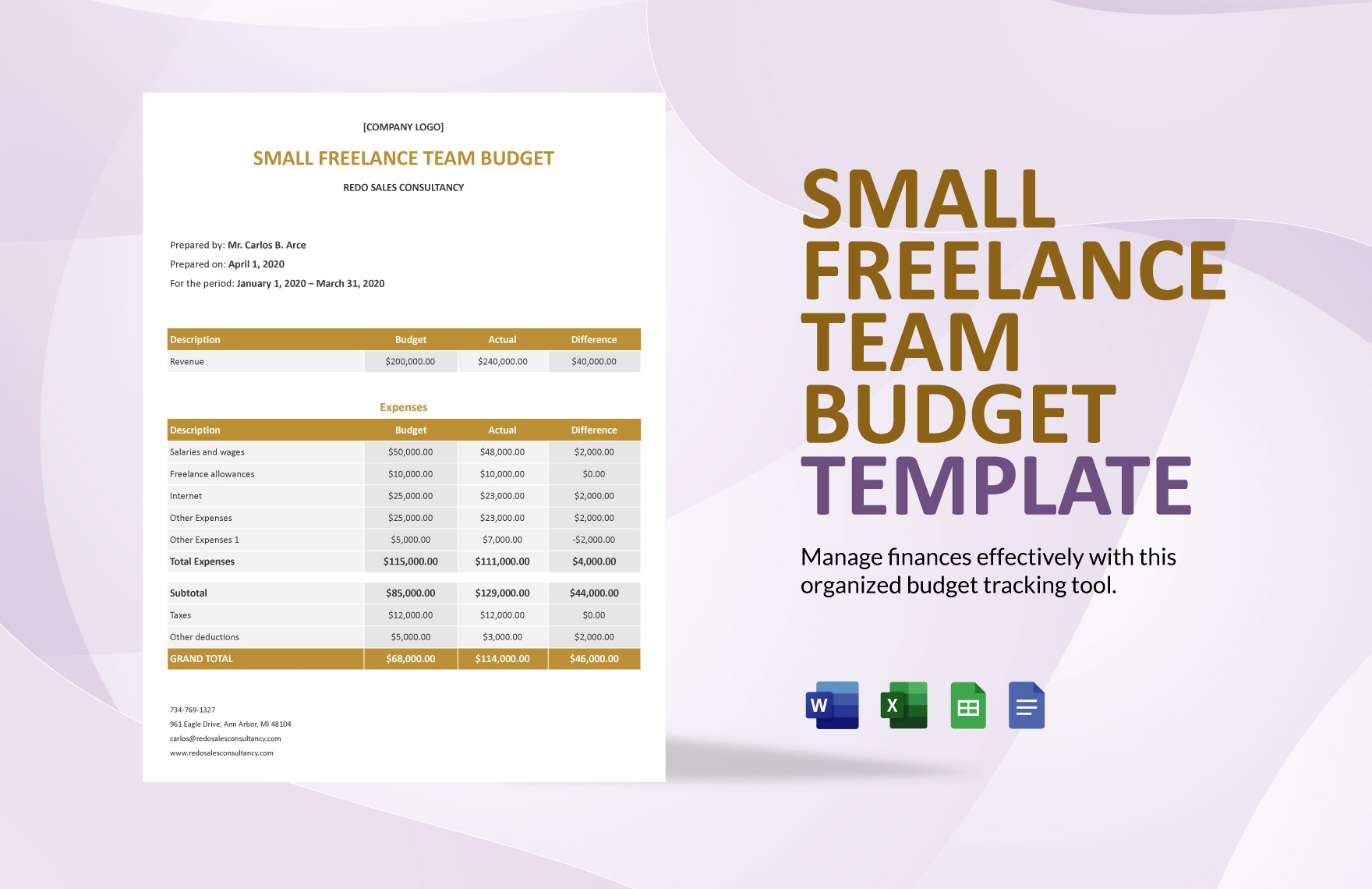 Editable Freelancer Budget Templates In Excel To Download