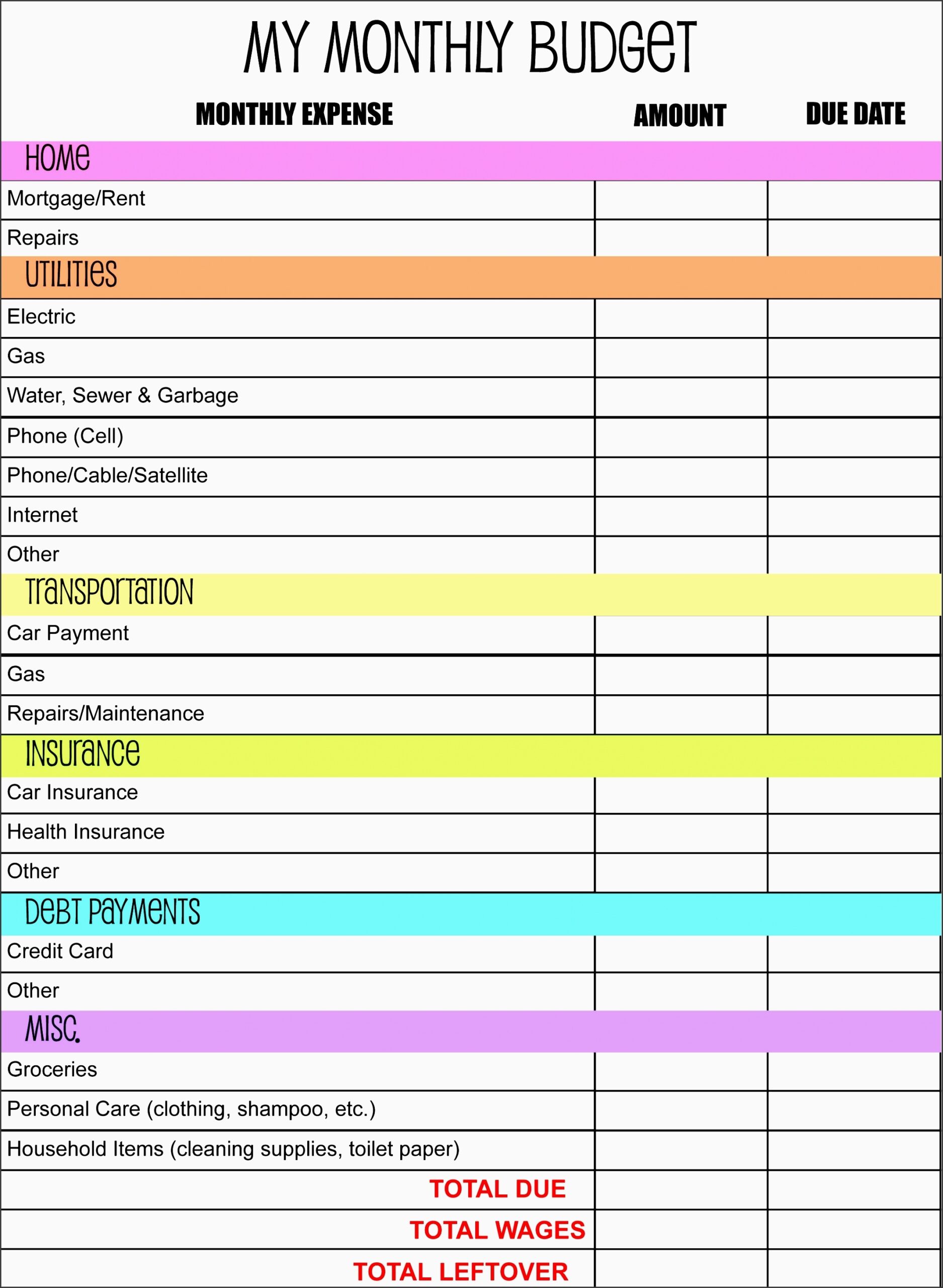 Editable Monthly Household Budget Template Frankprobtenkeynae1975 s Ownd