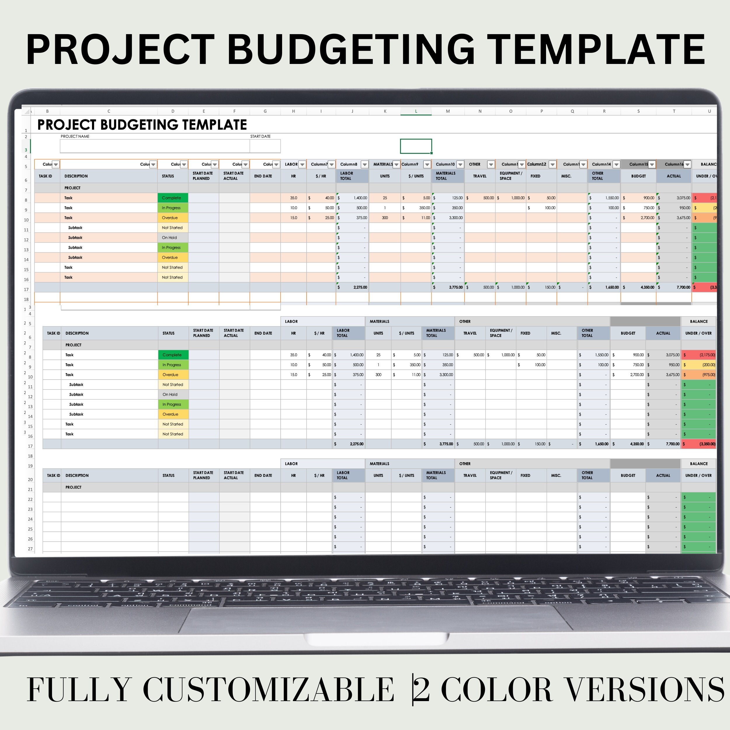 Excel Budget Template Project Budget Template Budget Planner 