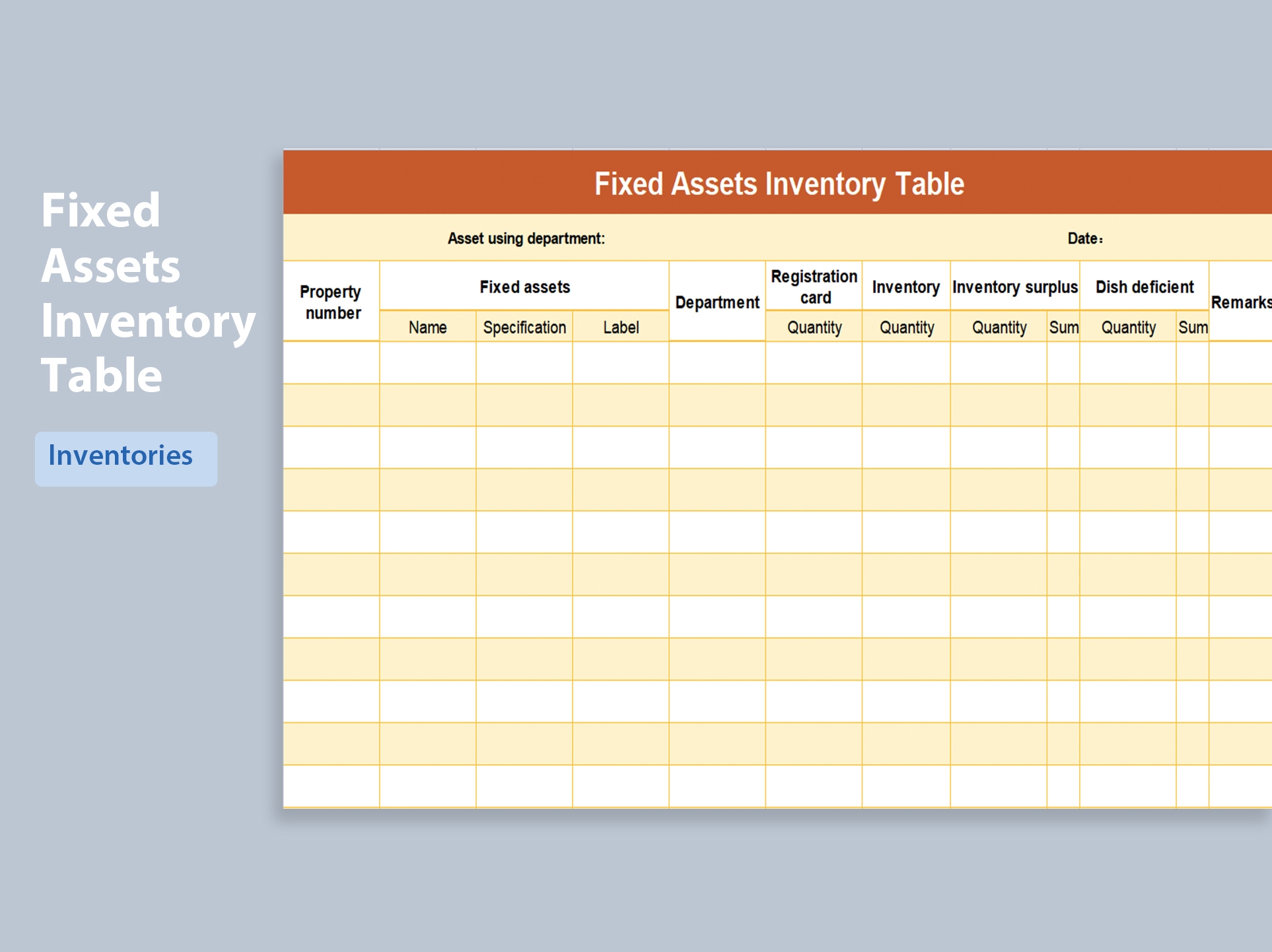 EXCEL Of Fixed Assets Inventory Table xlsx xlsx WPS Free Templates
