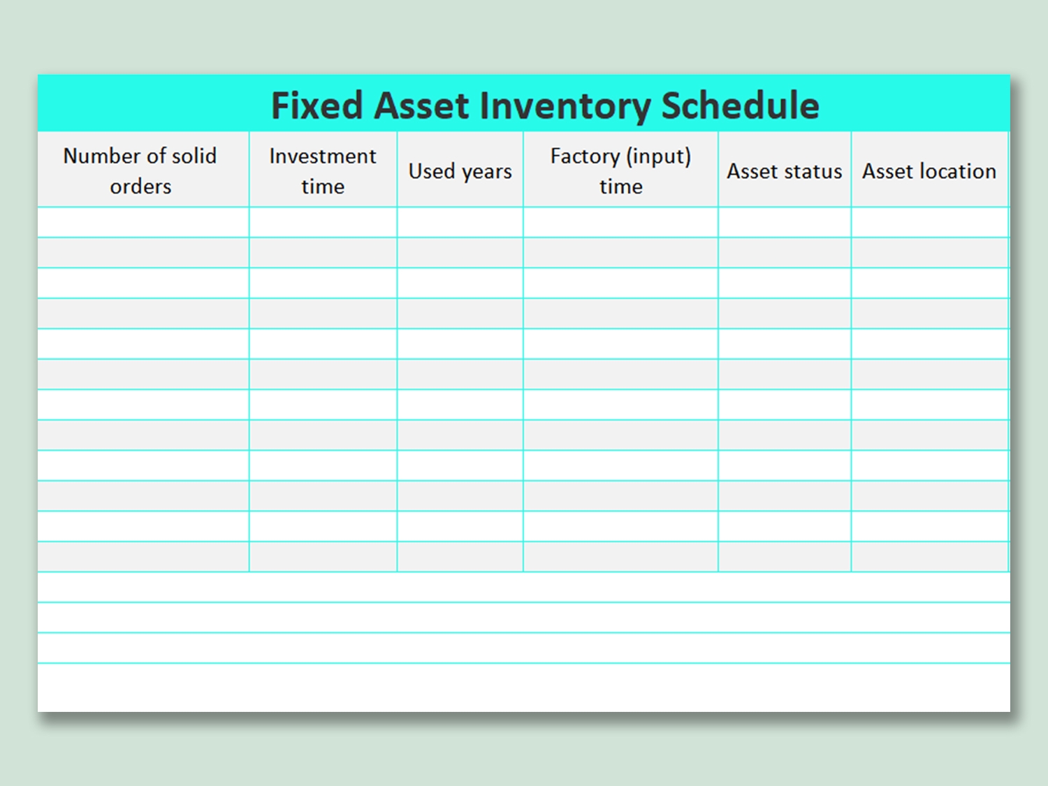 Fixed Asset Budget Template