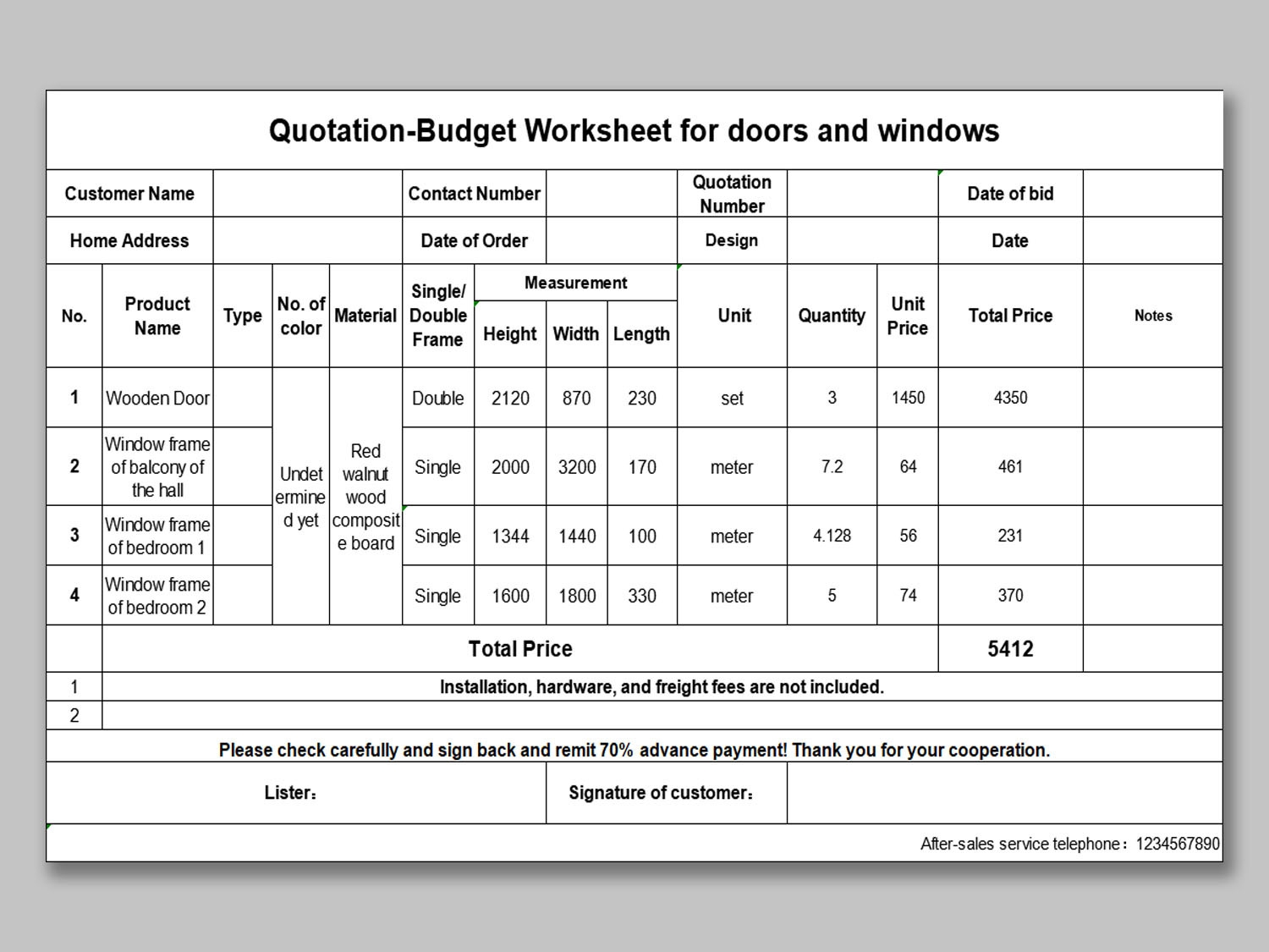 Windows Budget Template