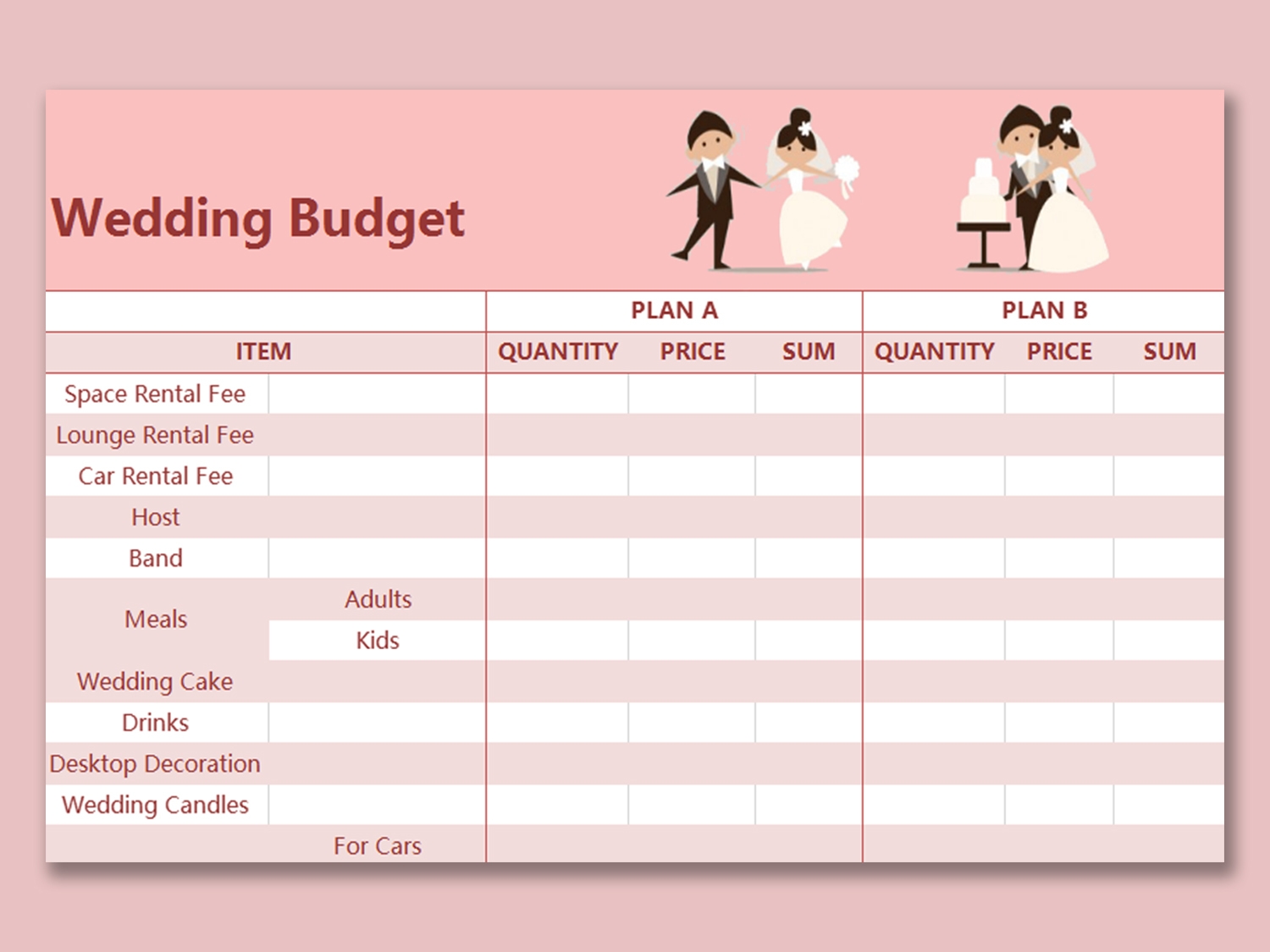 Wedding Budget Template Free