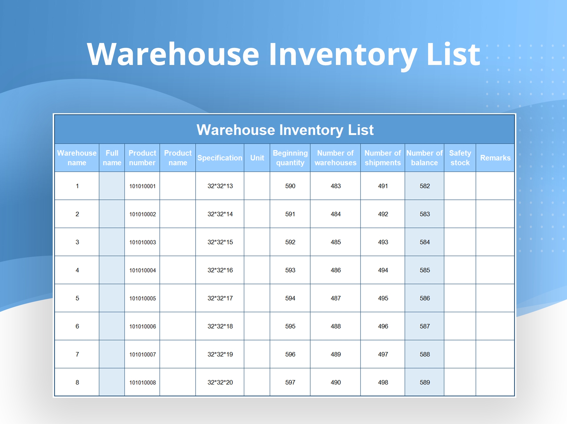 EXCEL Of Warehouse Inventory List xlsx WPS Free Templates