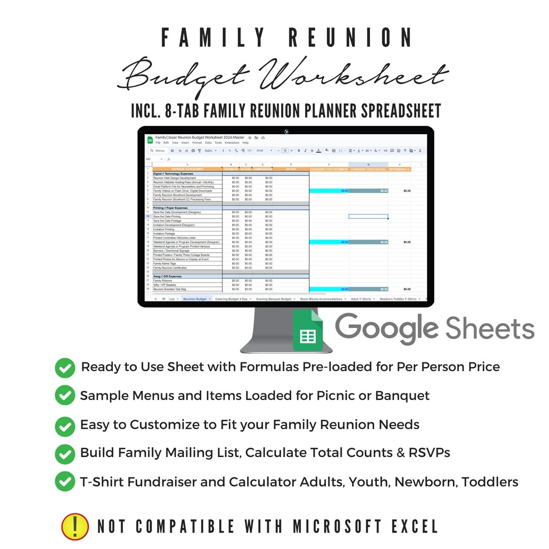 Reunion Budget Template