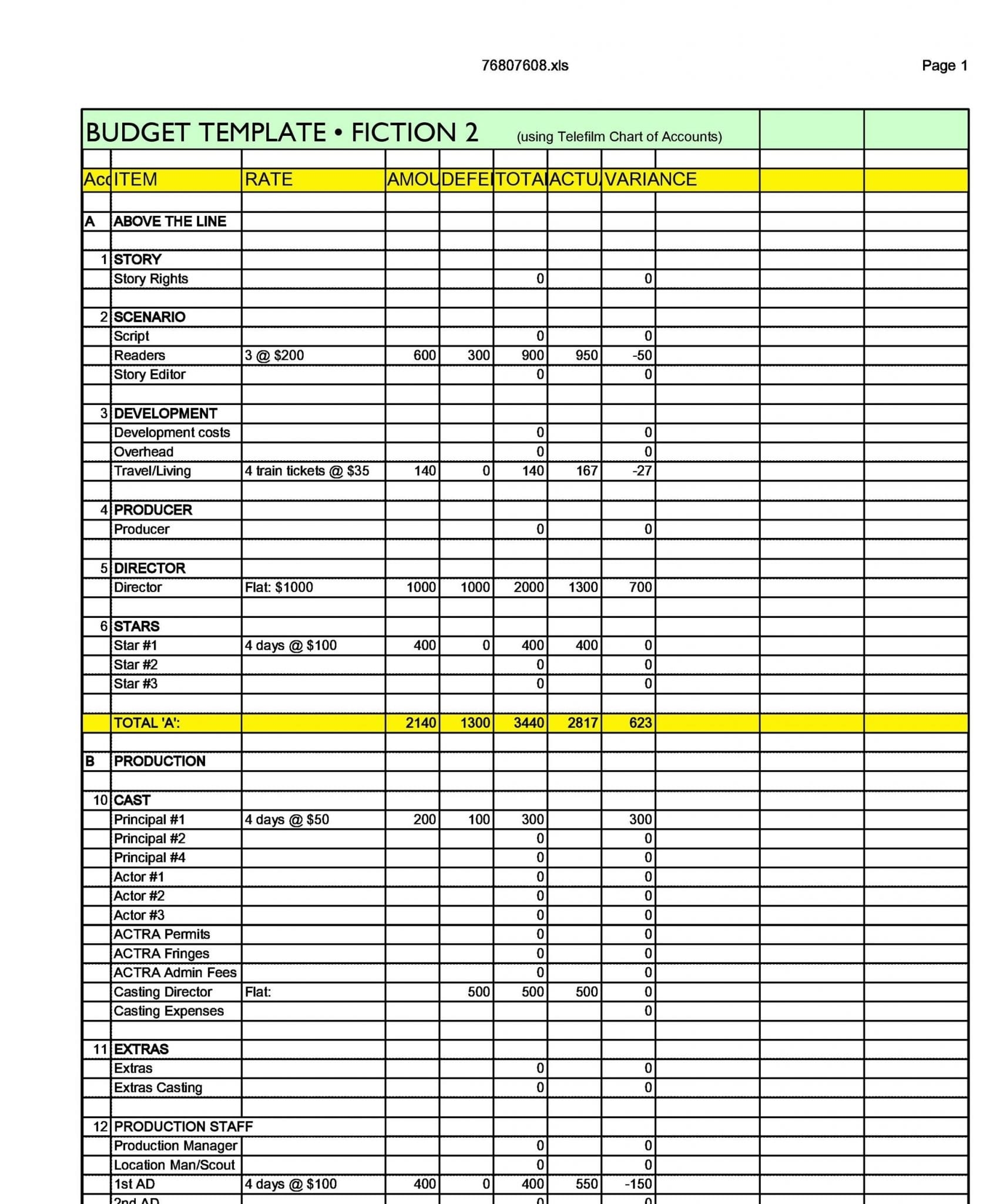 Movie Magic Documentary Budget Template