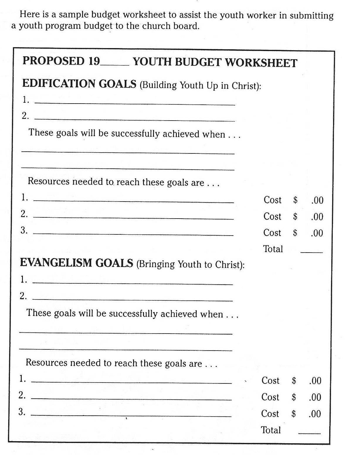 Financing A Church Youth Program APOSTOLIC INFORMATION SERVICE