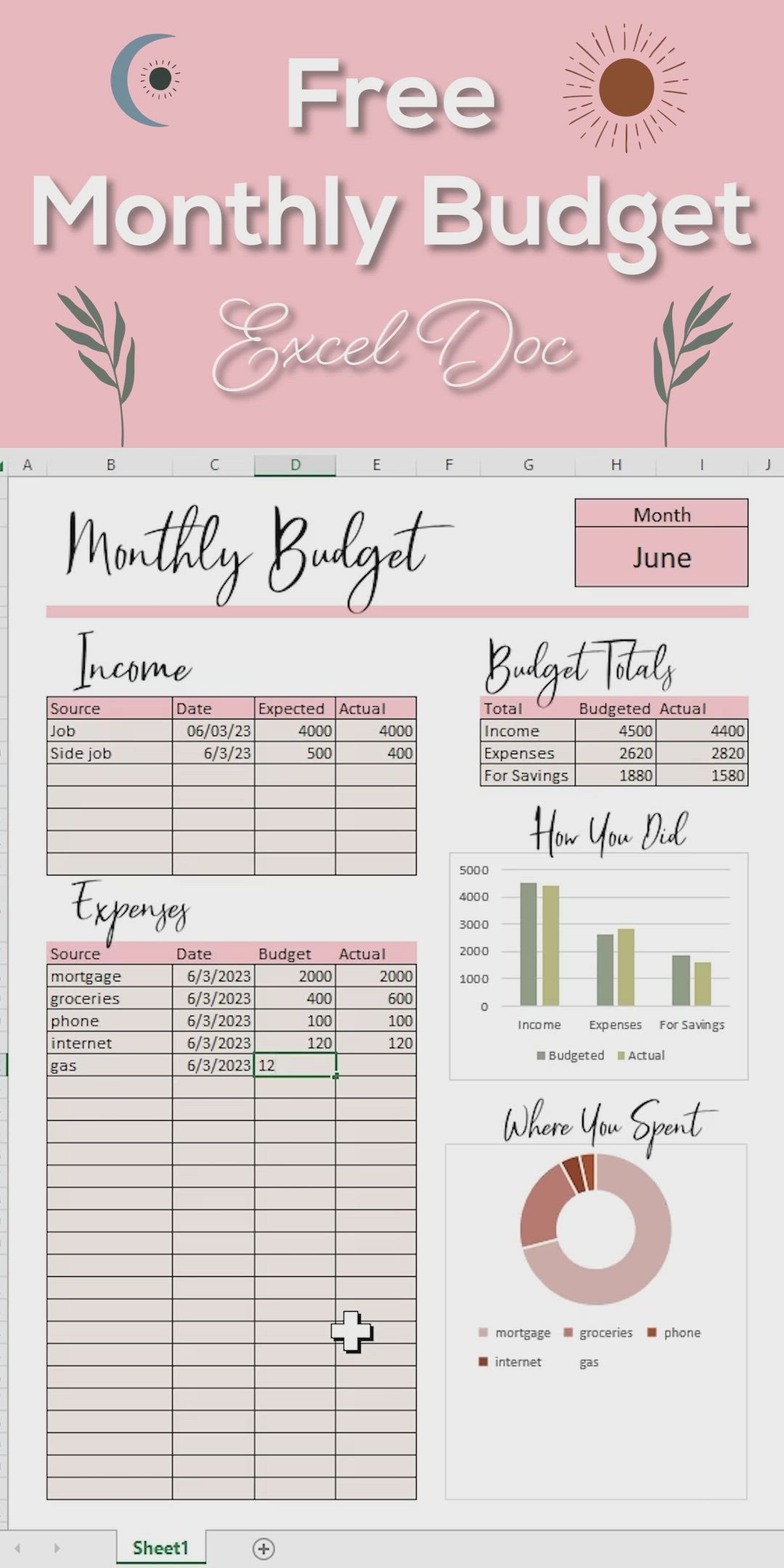 Monthly Budget Planner Template Free