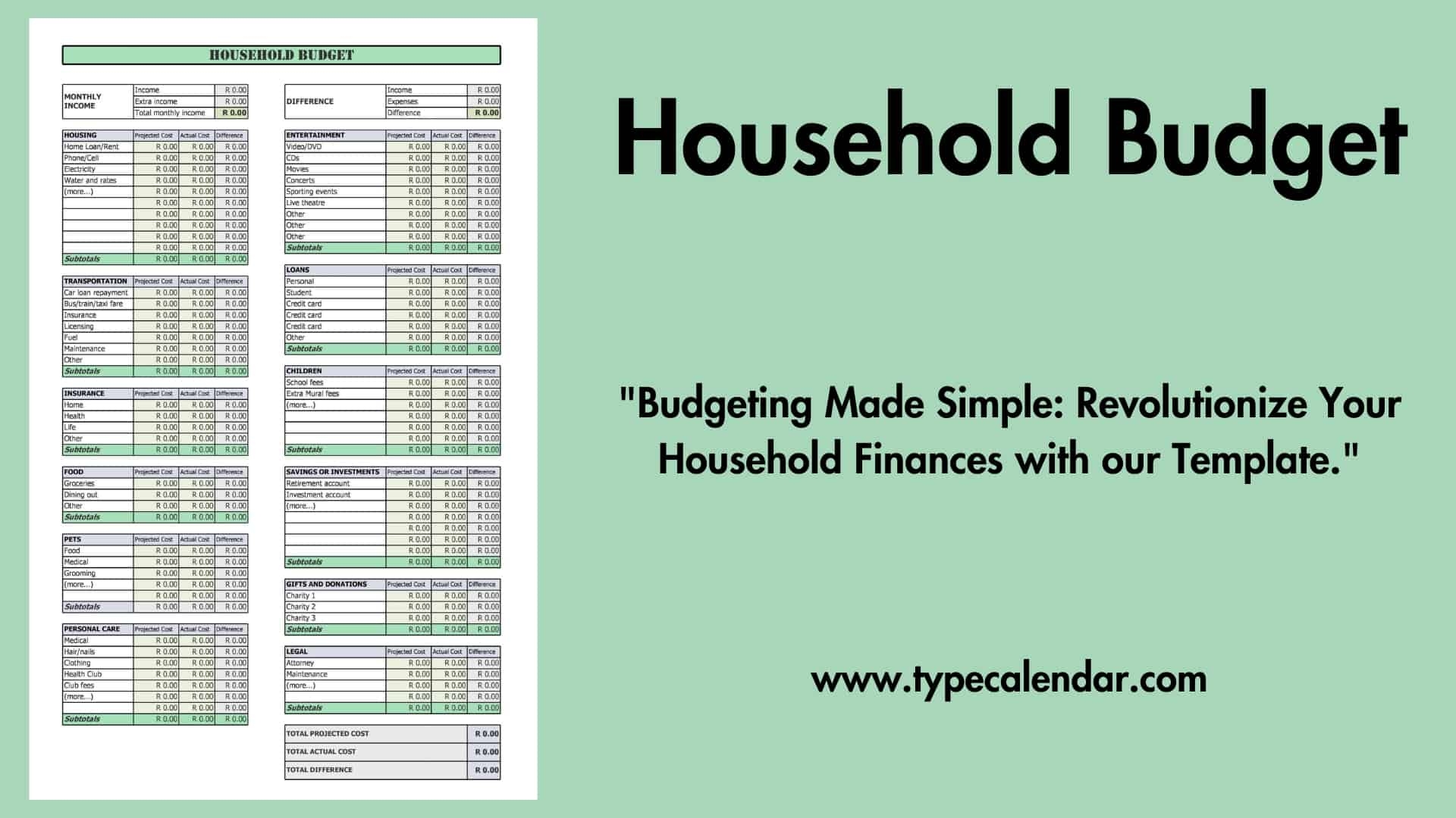 Household Budget Template Xls