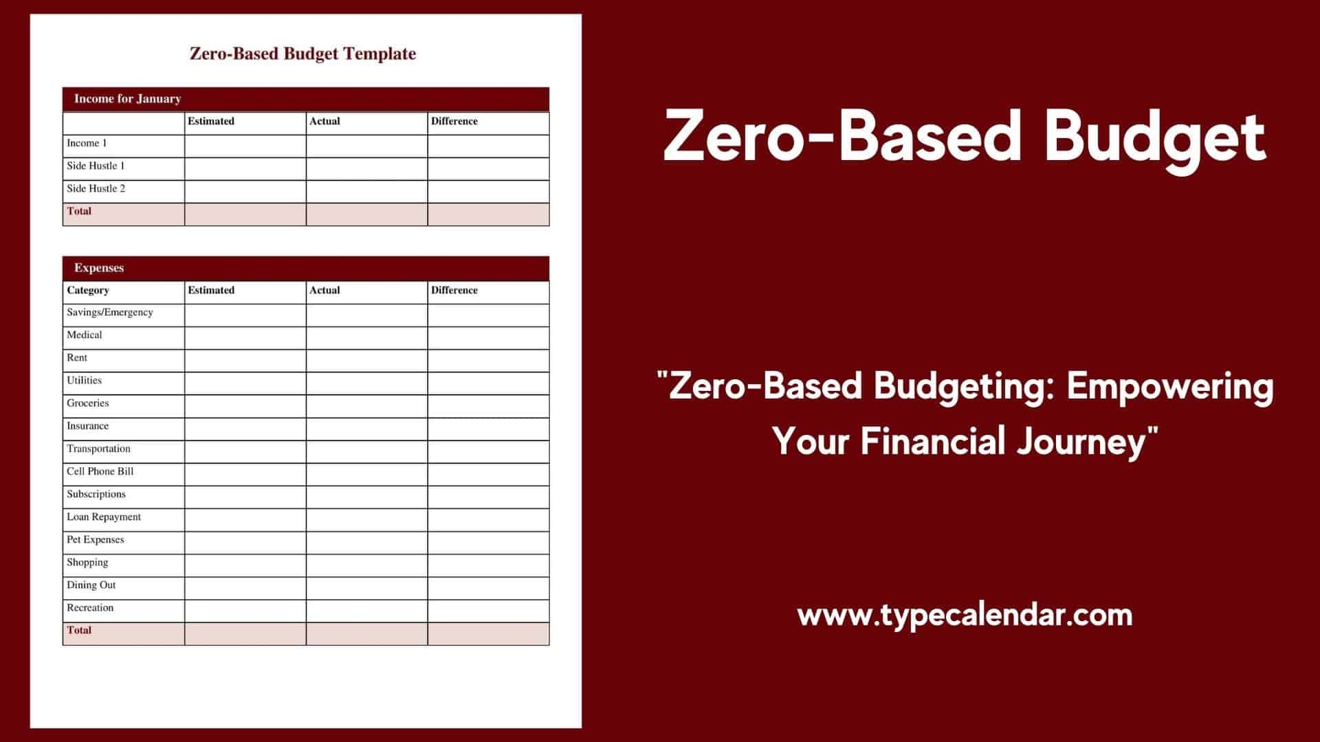 Free Printable Zero Based Budget Templates PDF Excel Word 