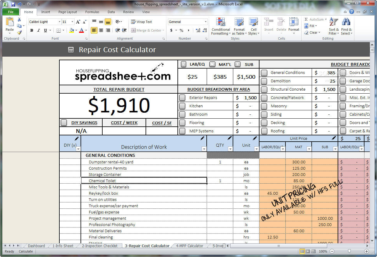 House Flipping Spreadsheet Download Free Windows 1 Softpedia