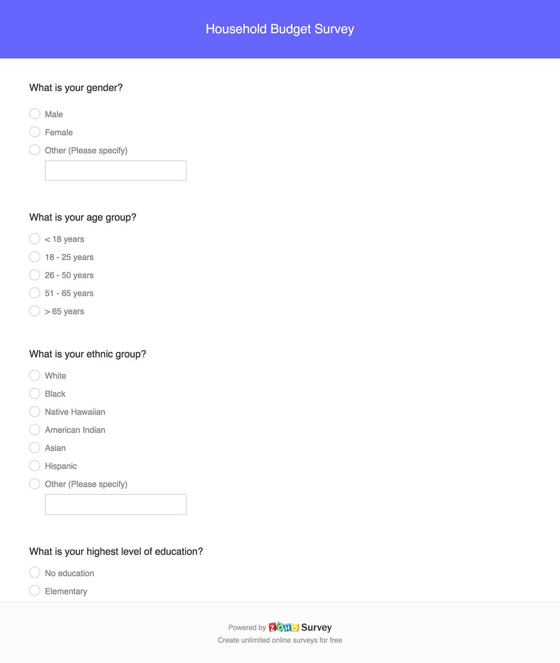 Survey Budget Template