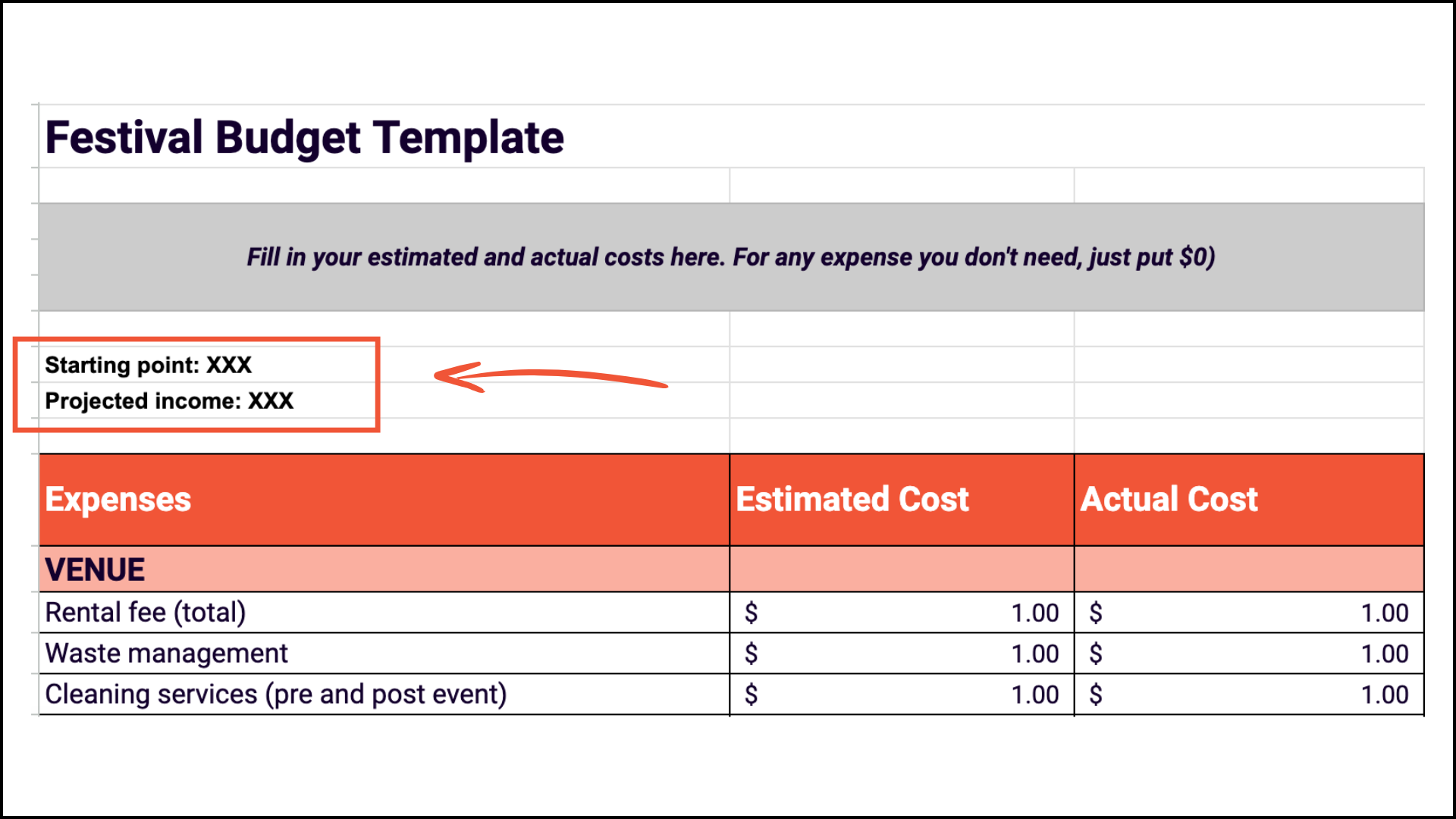 Music Event Budget Template