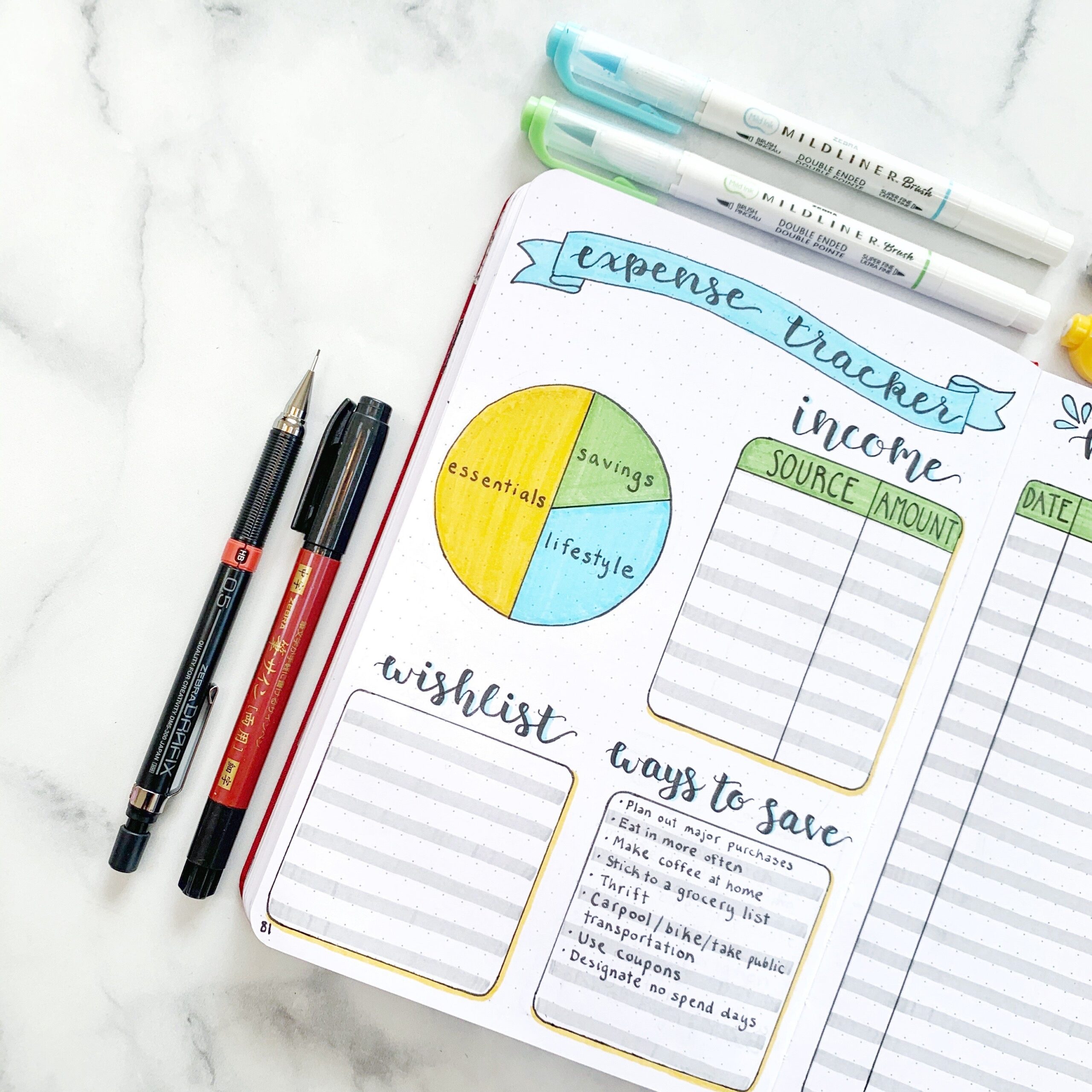 Monthly Budget Template Bullet Journal