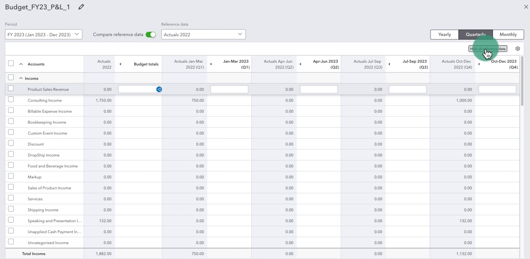 Quickbooks Online Budget Template