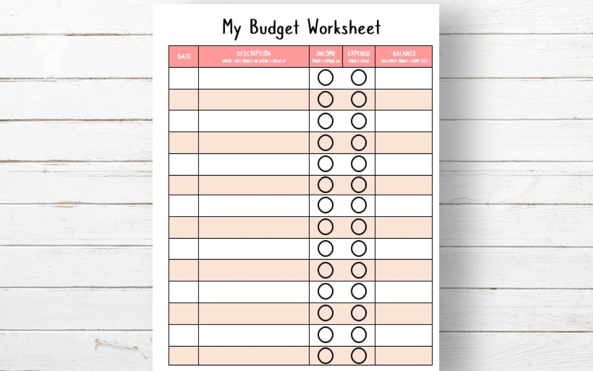 Youth Budget Template