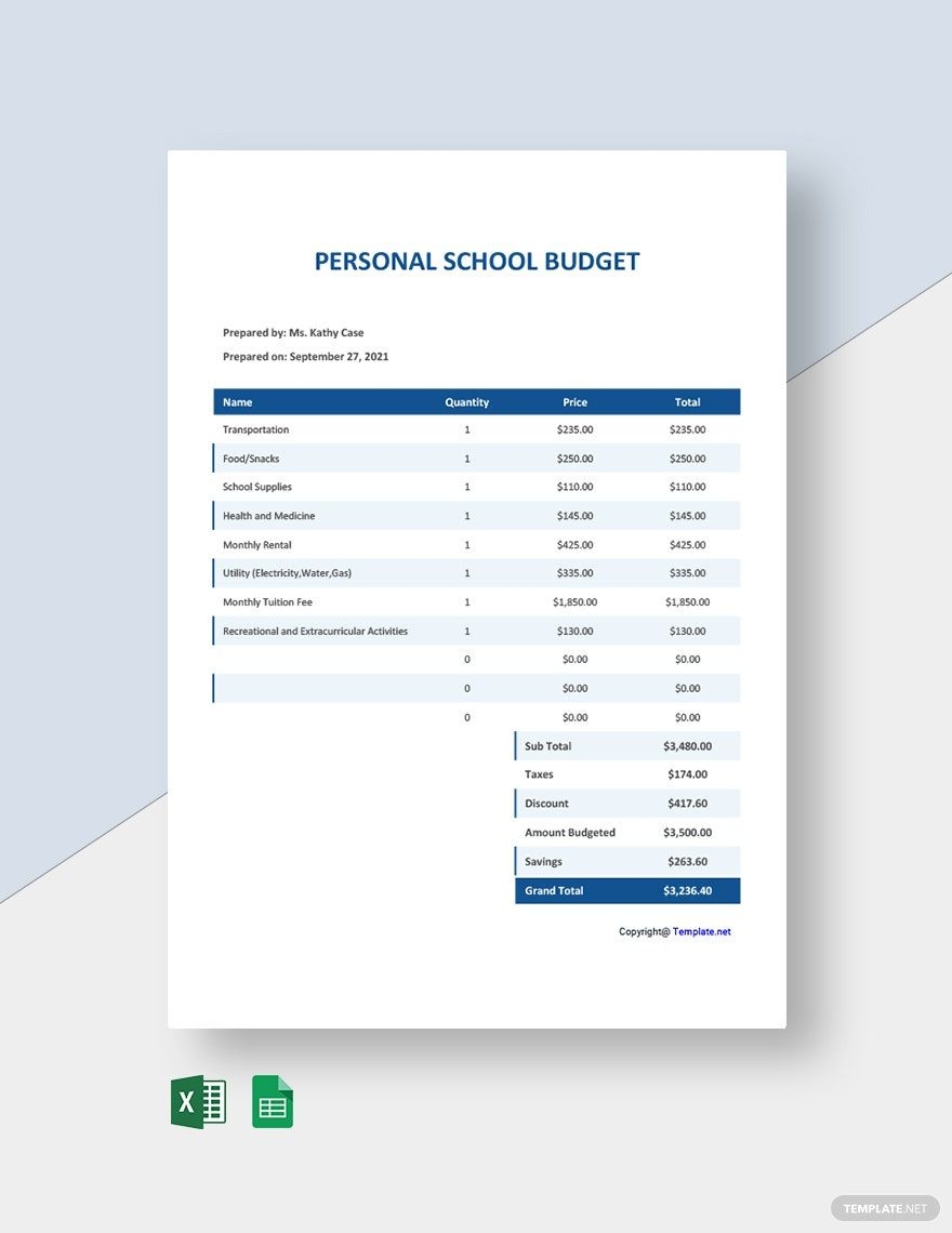 Law School Budget Template