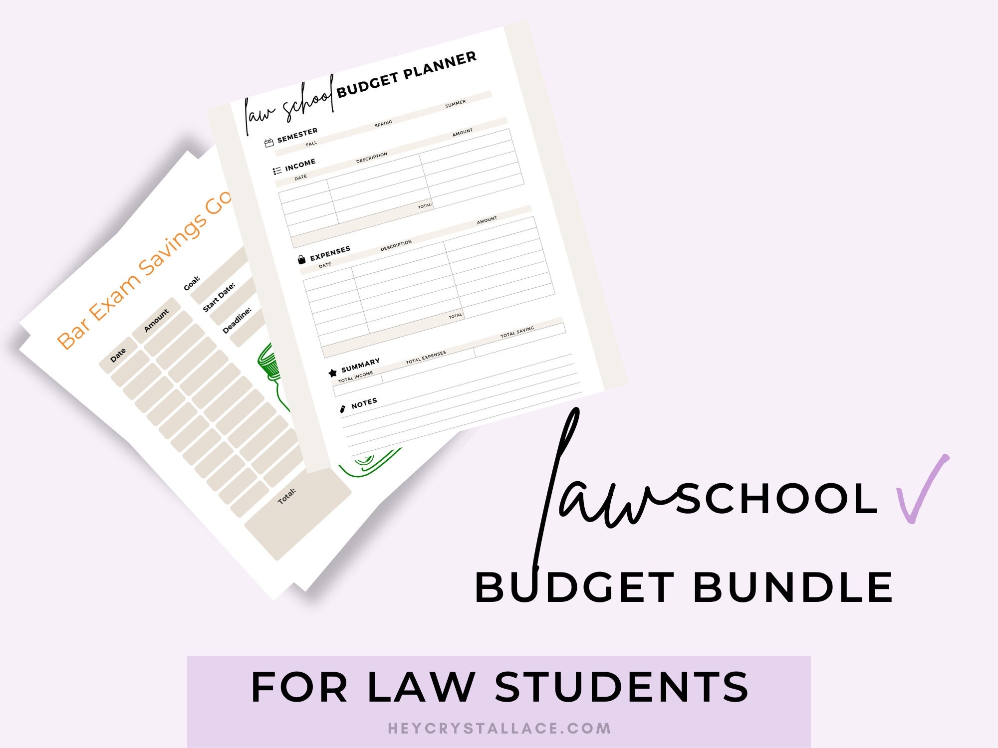 Law School Student Semester Budget Planner Law School Notes Law School Planner Law Student Law School Printable