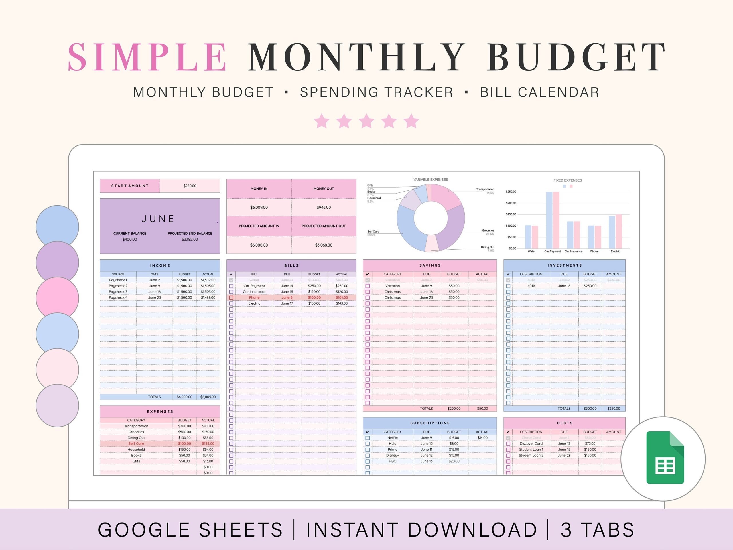 Monthly Budget Spreadsheet Google Sheets Budget Template 